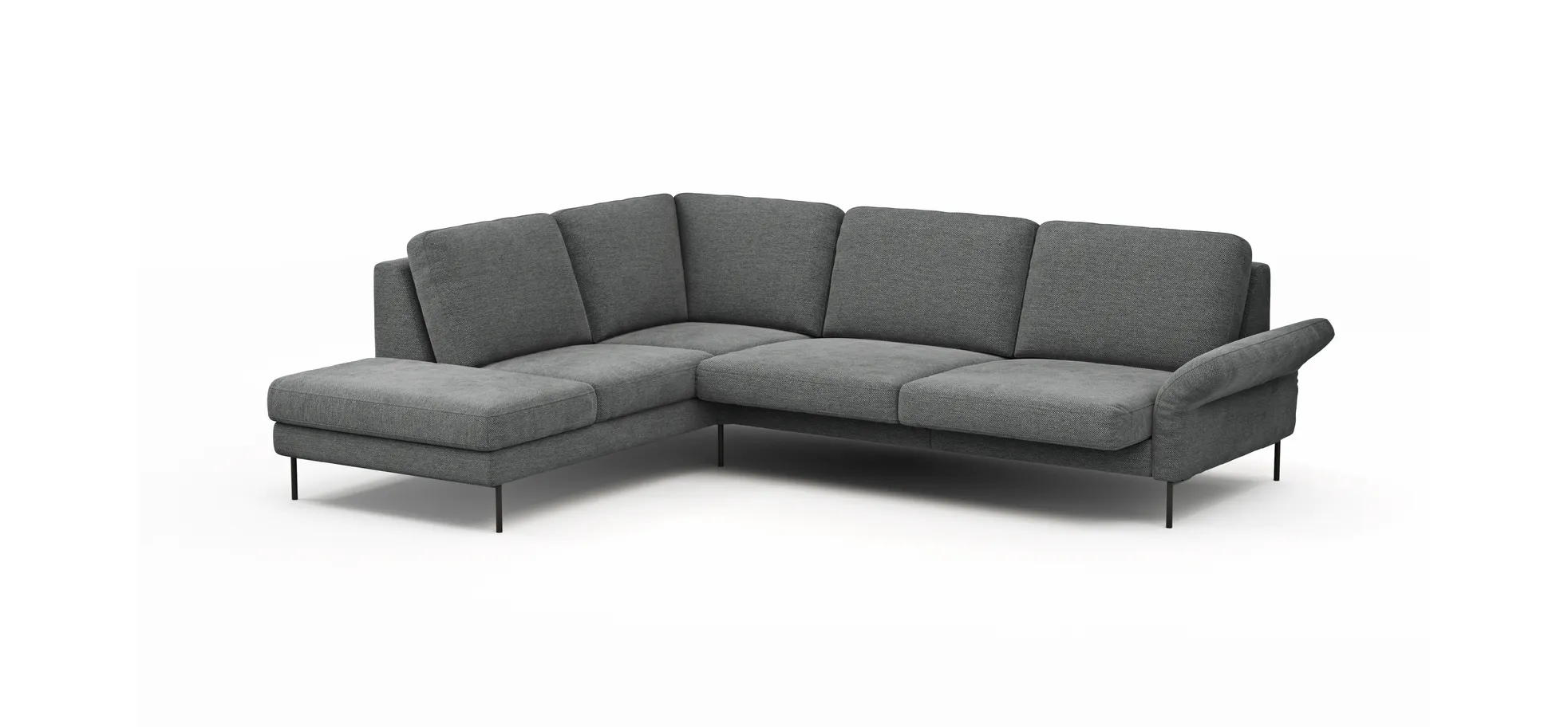 Ecksofa  Enna - Ecke links, 3-Sitzer, Sitzvorzug (motorisch), Stoff, Anthrazit