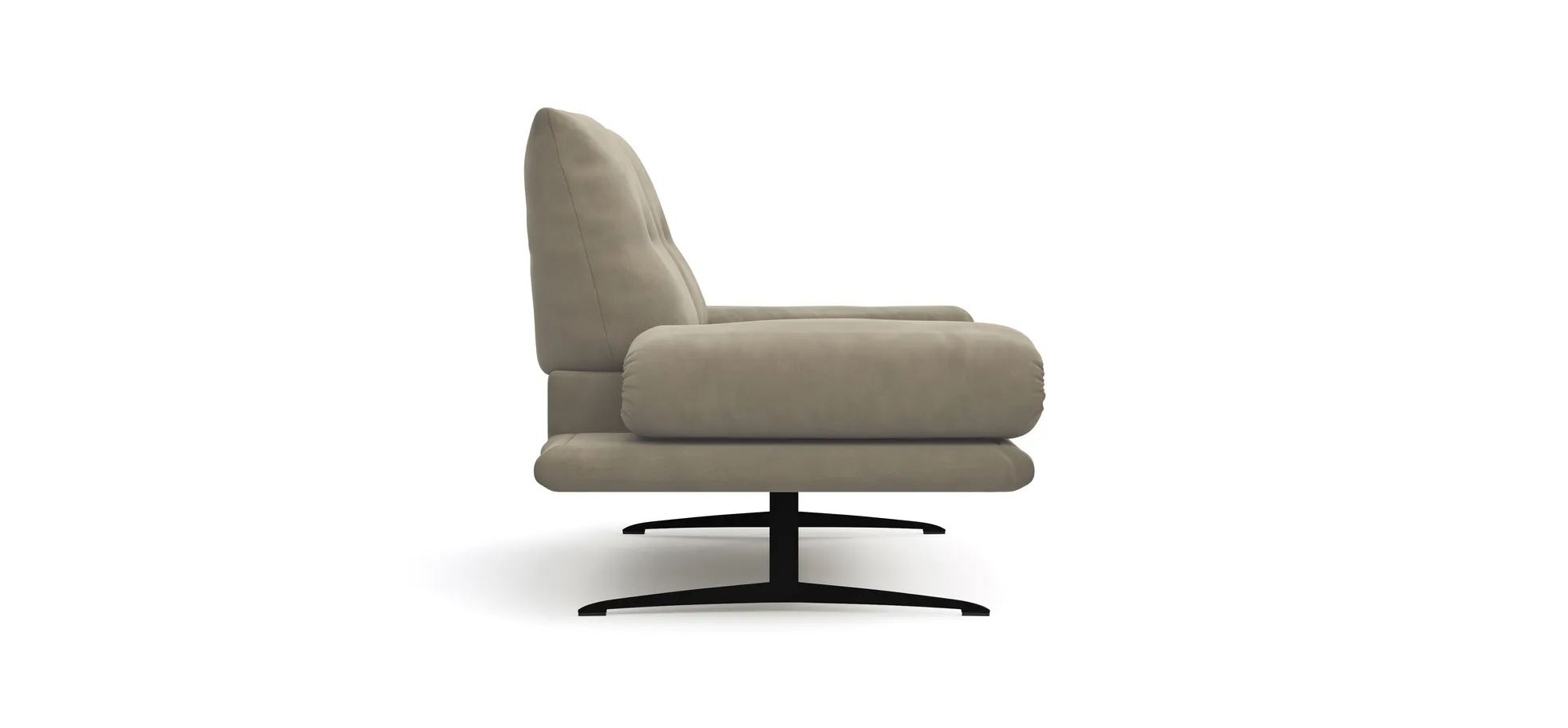 Sofa Lucero - 2,5-Sitzer inkl. Drehsitze und Armlehne/Rückenlehne und Sitztiefe verstellbar, Leder, Taupe 