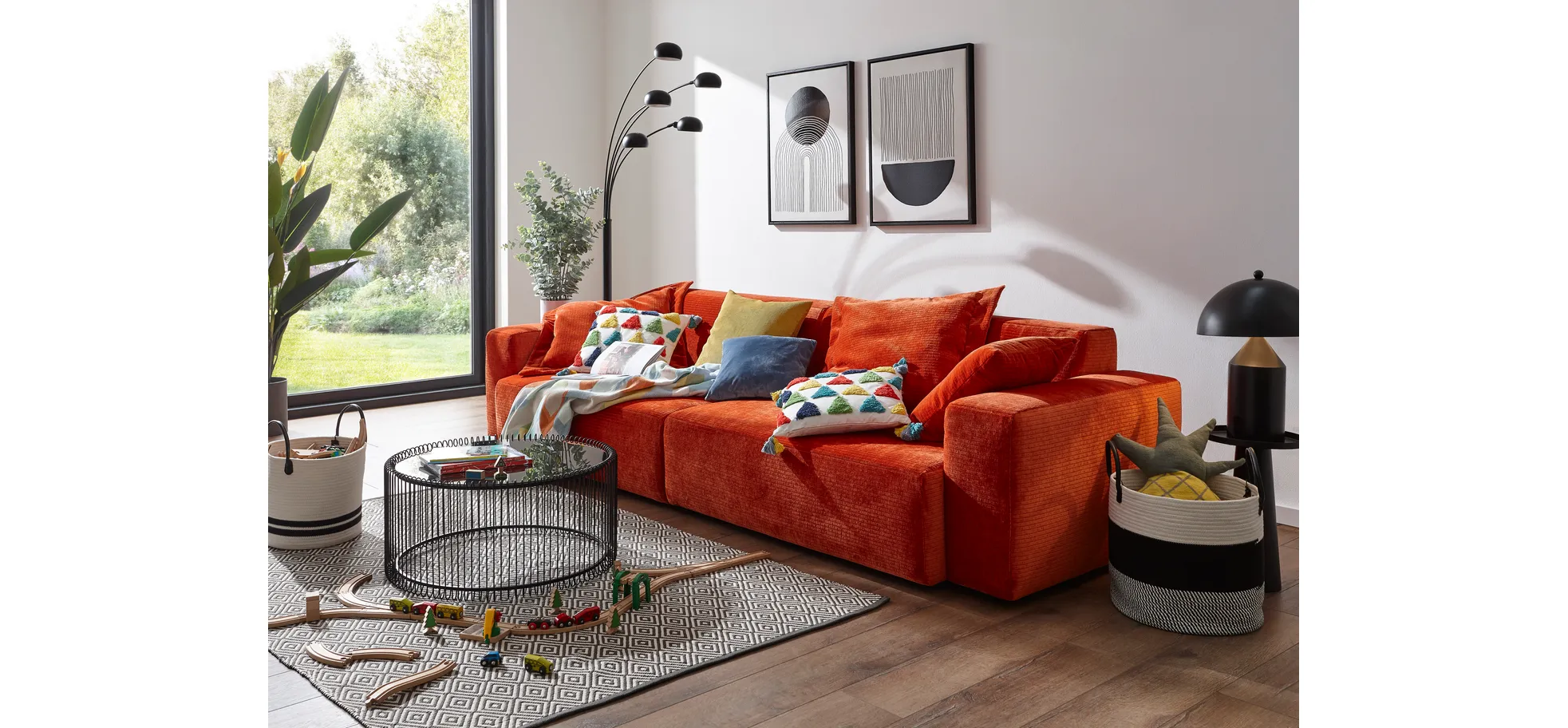 Sofa Elementos - 3-Sitzer XL, Stoff, Campari