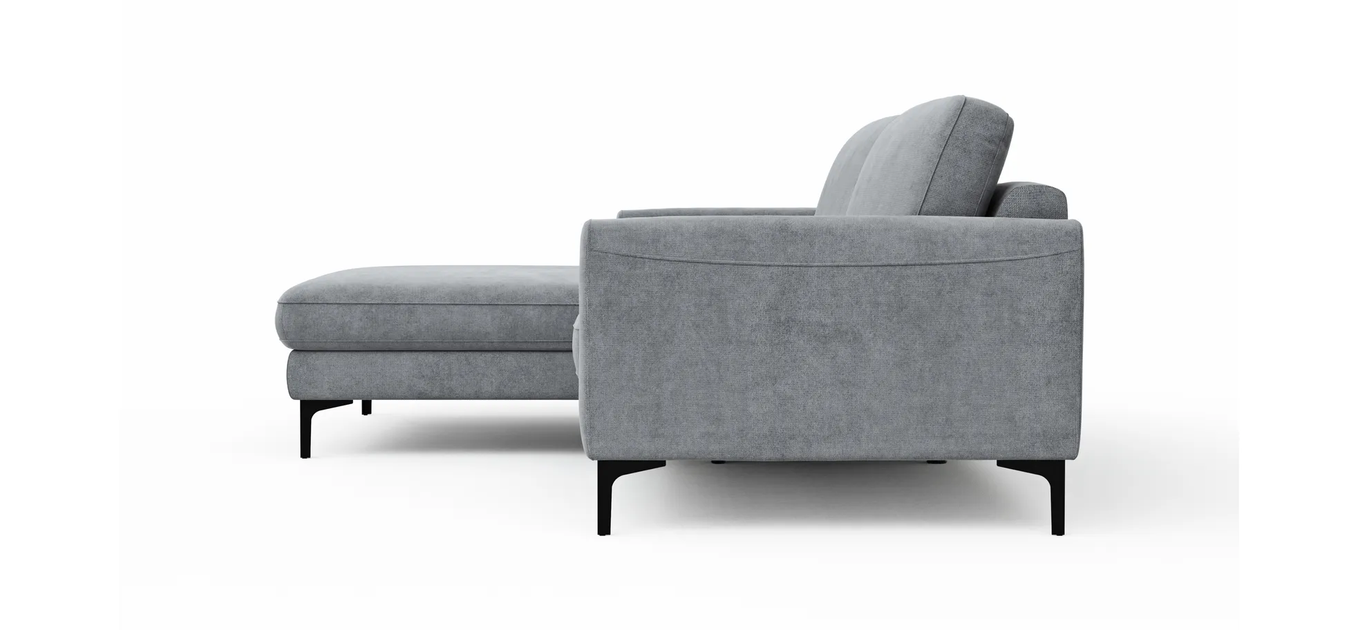 Ecksofa Oviedo - Longchair links mit 1,5-Sitzer, Stoff, Grau