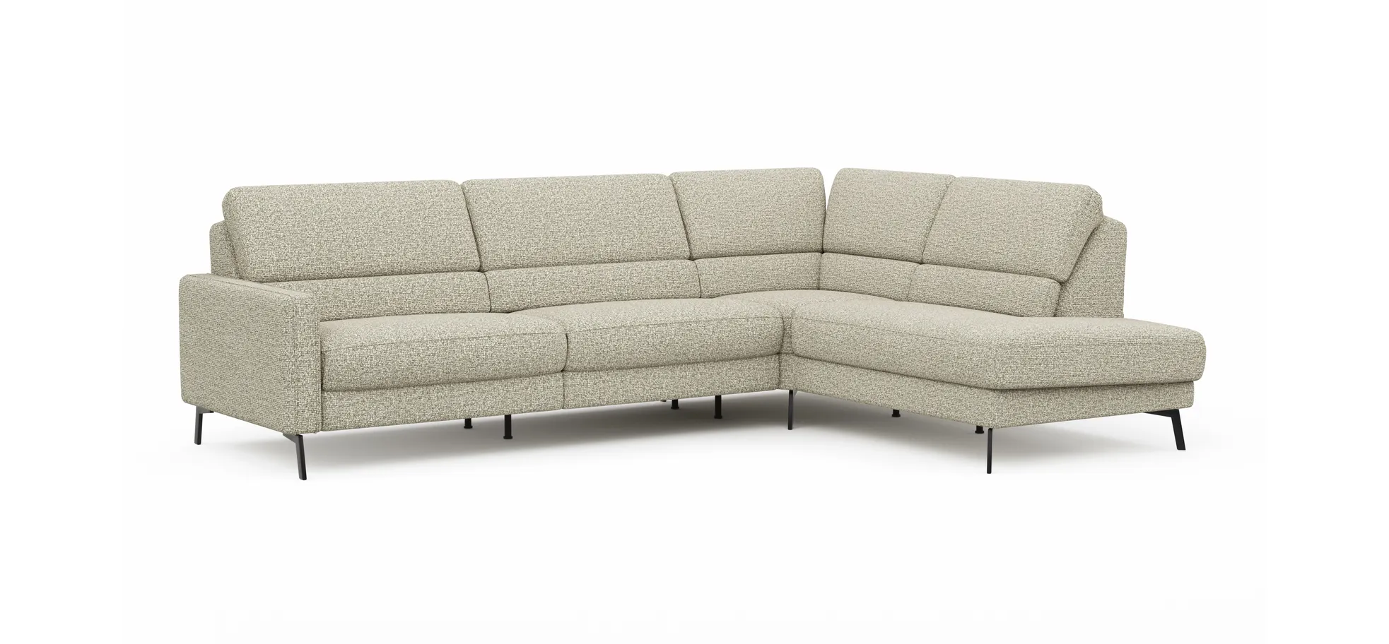 Ecksofa Valera - 3-Sitzer mit Ecke rechts inkl. Rückenlehne verstellbar, Stoff, Limone