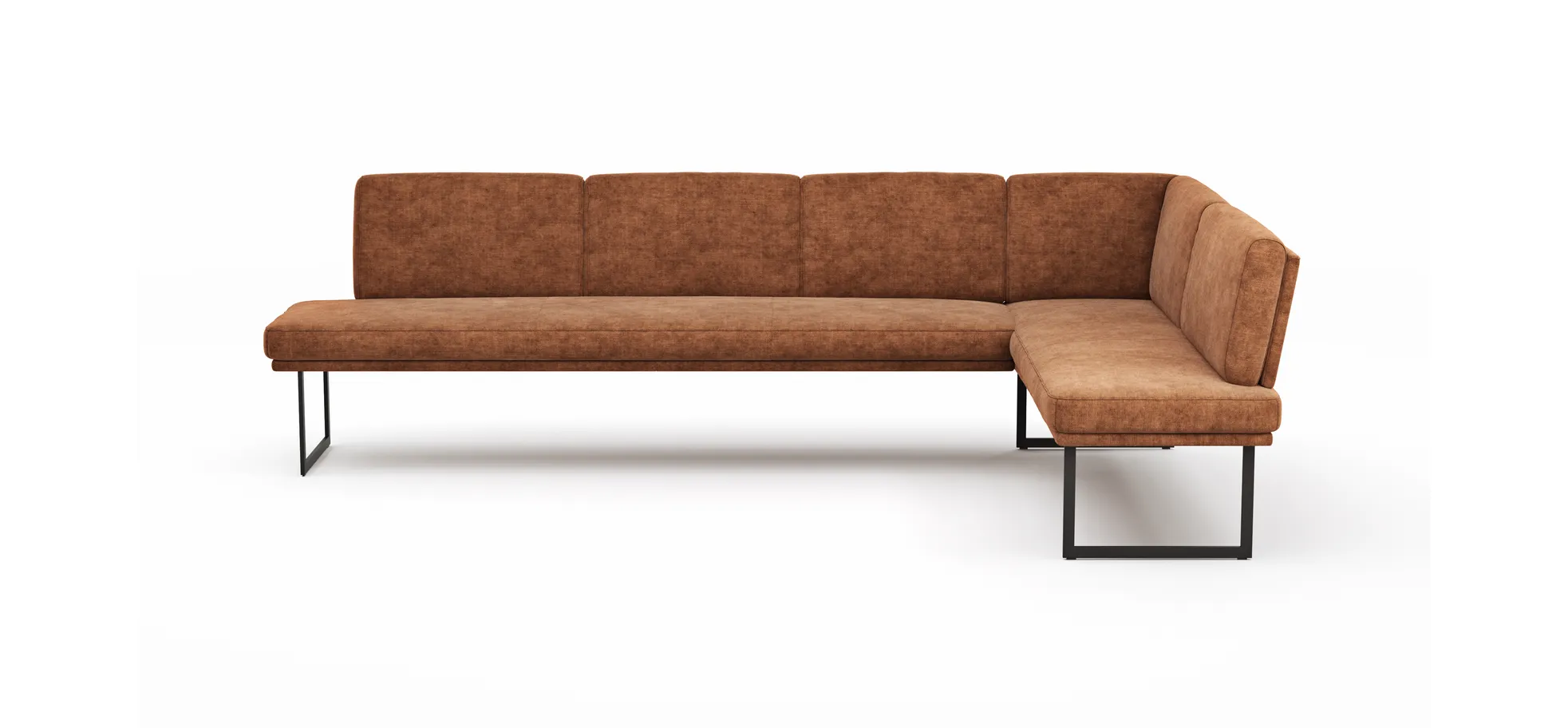 Eckbank Valloni - Breite ca. 311x192 cm, Stoff, Rostbraun