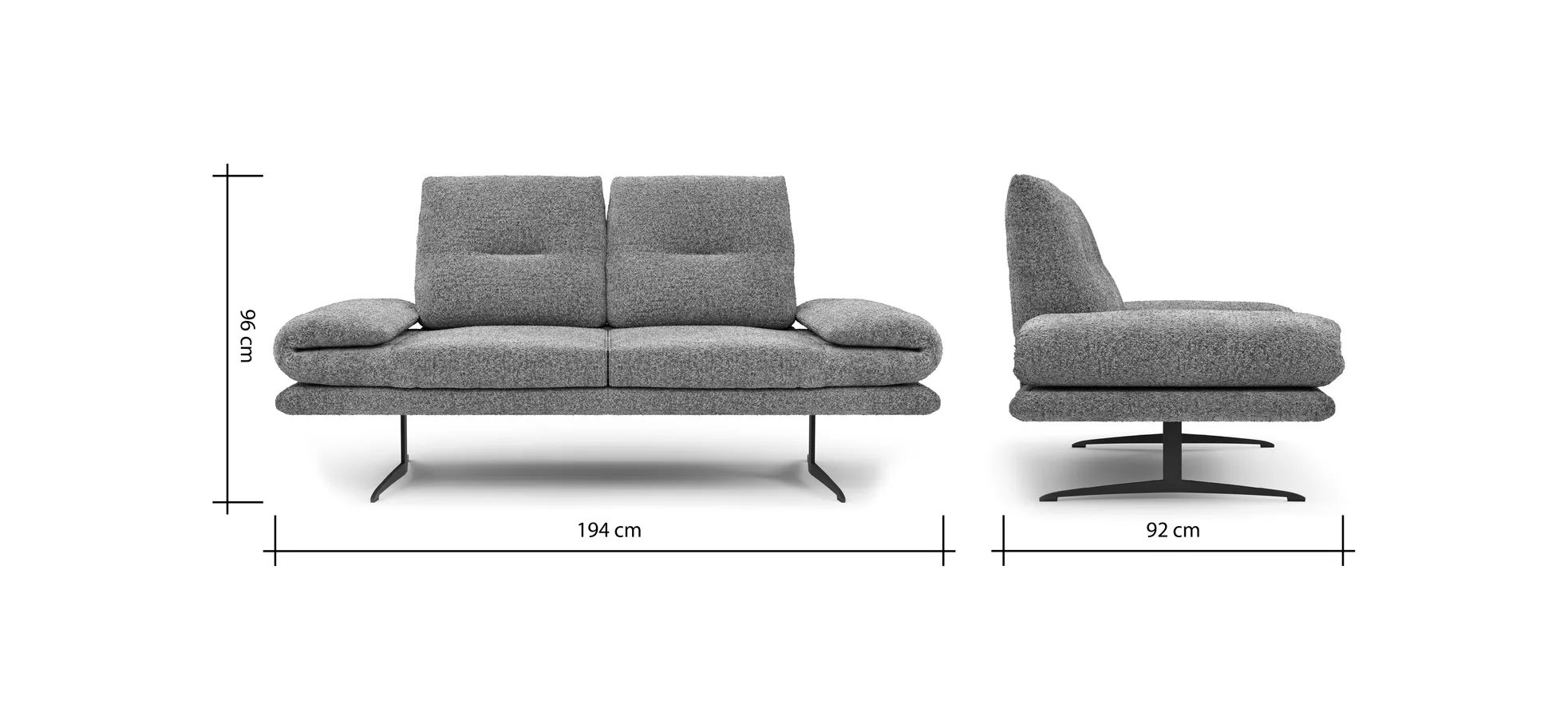 Sofa Lucero 2.0 - 2-Sitzer klein inkl. Rückenlehne, Stoff, Cognac