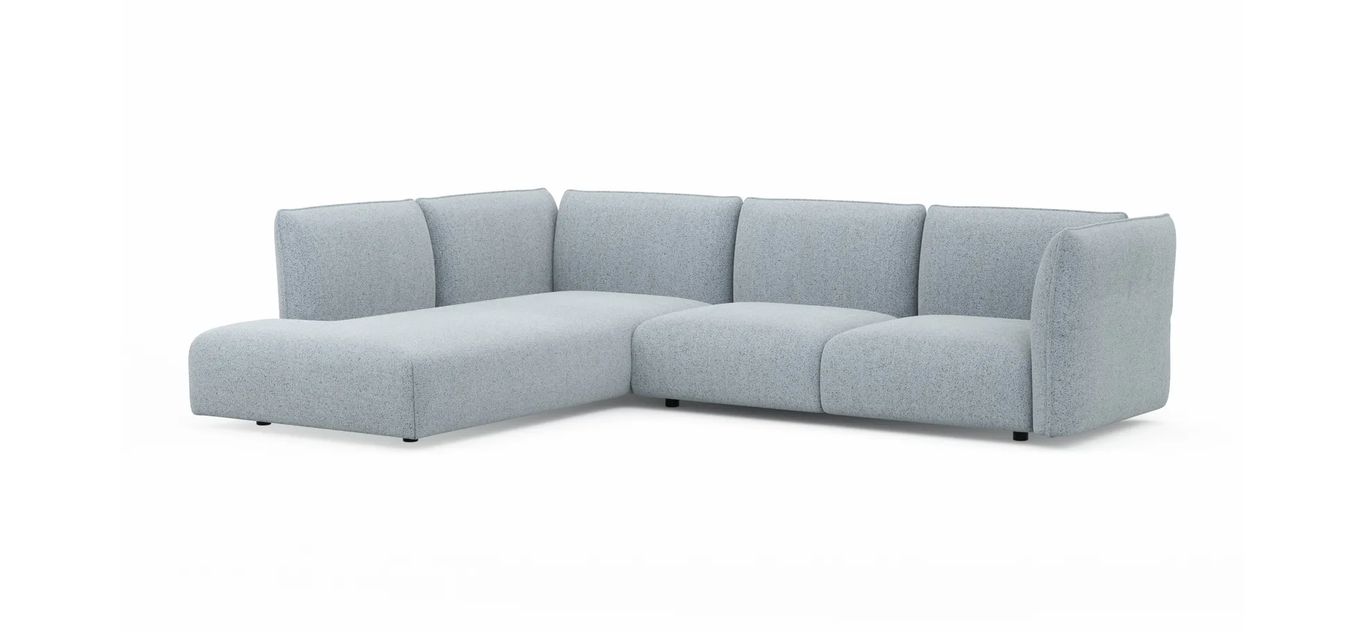 Ecksofa Motone - Ecke links mit 2,5-Sitzer, Stoff, Hellblau