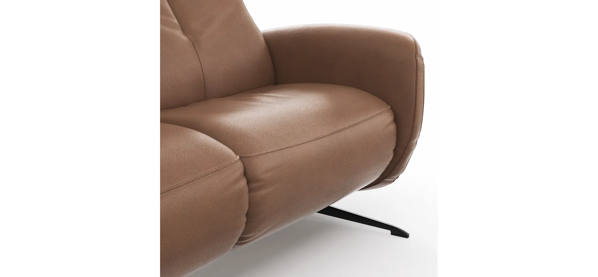 Sofa Sitz.Konzept Sofa - 2,5-Sitzer inkl. Kopfteilverstellung, Leder, Cognac