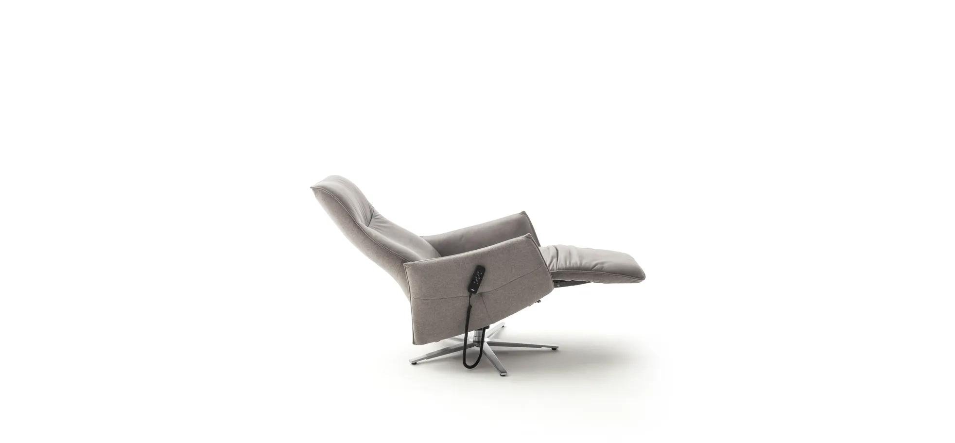 Relaxsessel Marsala - inklusive motorischer Verstellung, Leder, Grau, Stoff, Grau