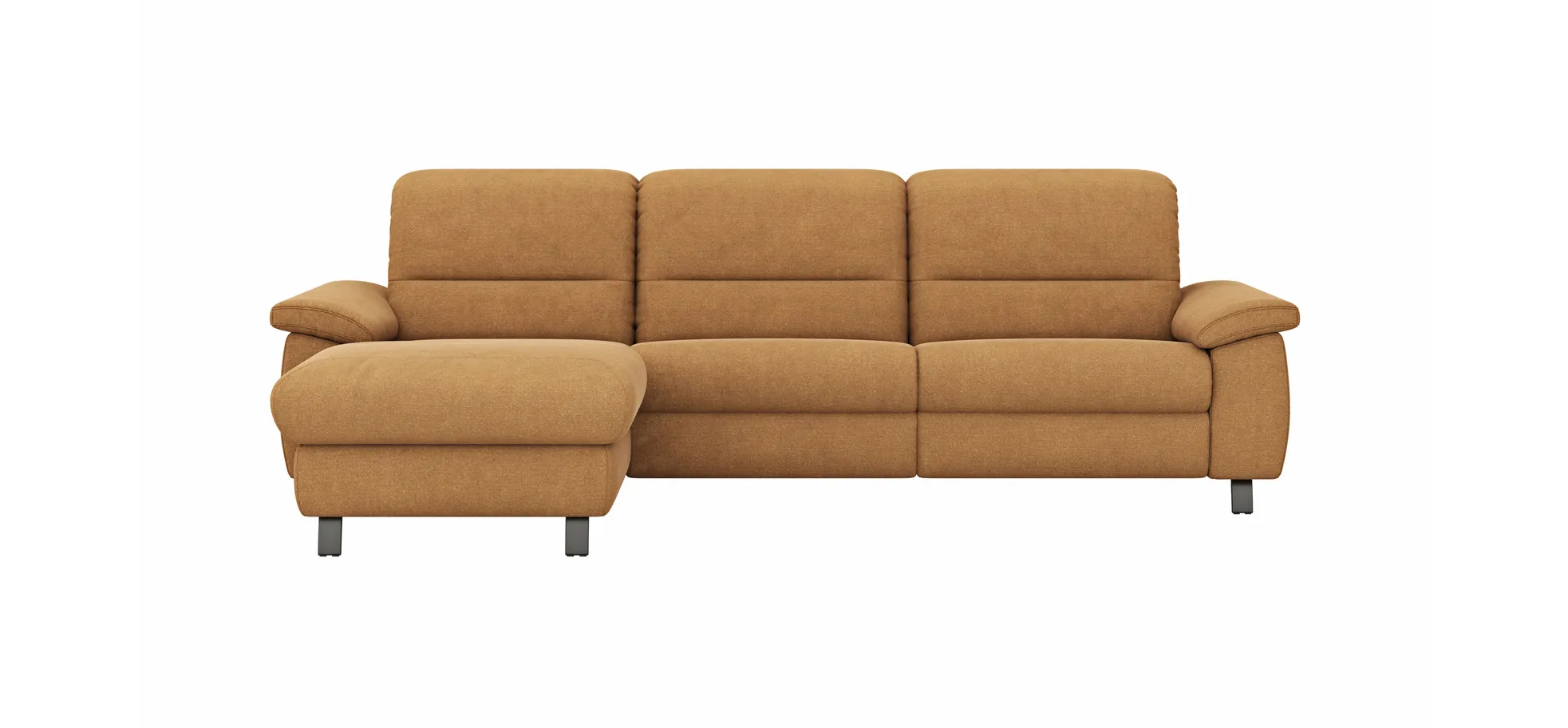 Ecksofa Cornella Classic - Longchair links mit 2-Sitzer, Stoff, Curry 135880