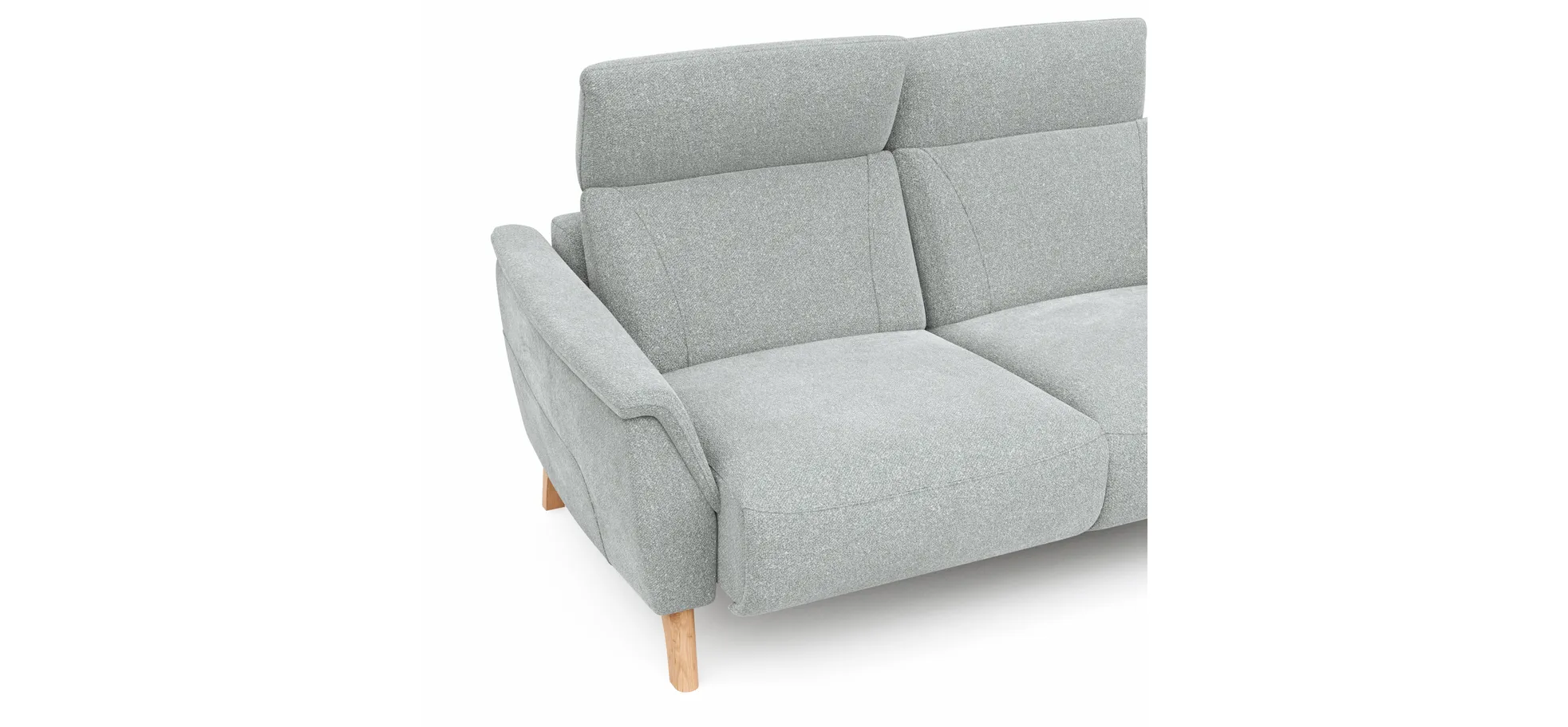 Sofa Nevin - 2,5-Sitzer inkl. Sitzvorzug (motorisch) und Kopfpolsterverstellung, Stoff, Silbergrau