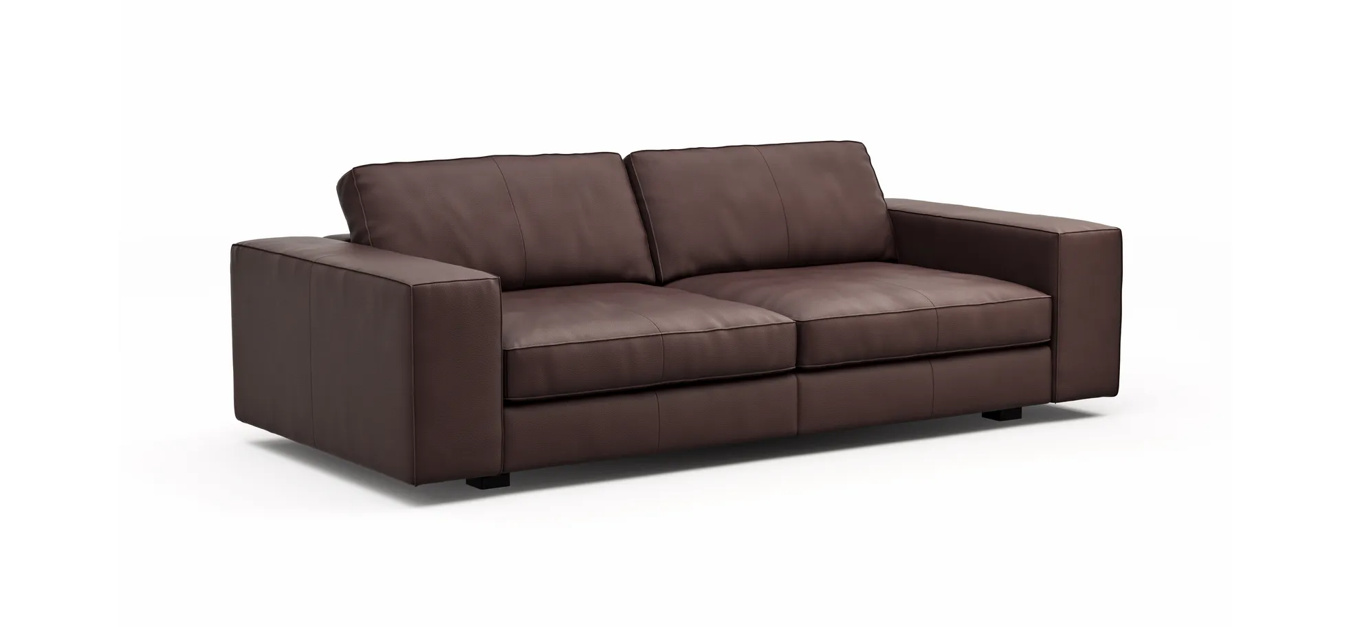 Sofa Aprino 1 - 3,5-Sitzer L, Dickleder, Dunkelbraun, Armlehne Block breit