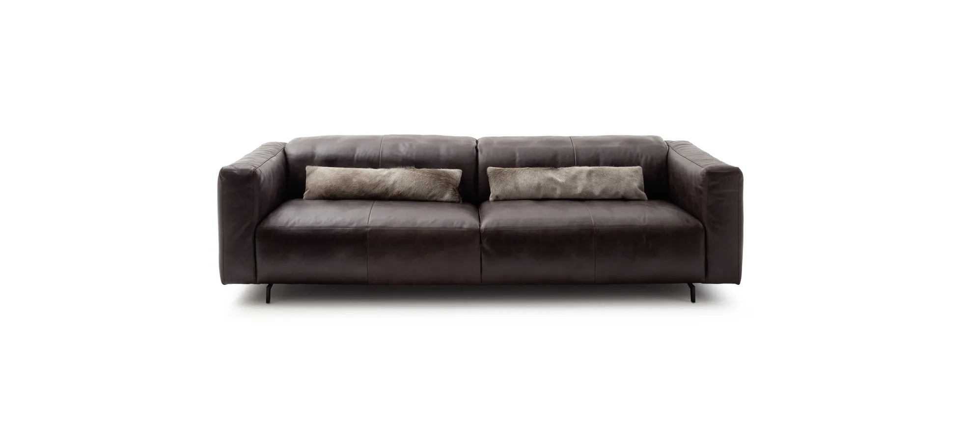 Sofa Arrezo - Leder, Tabakbraun, Rücken verstellbar