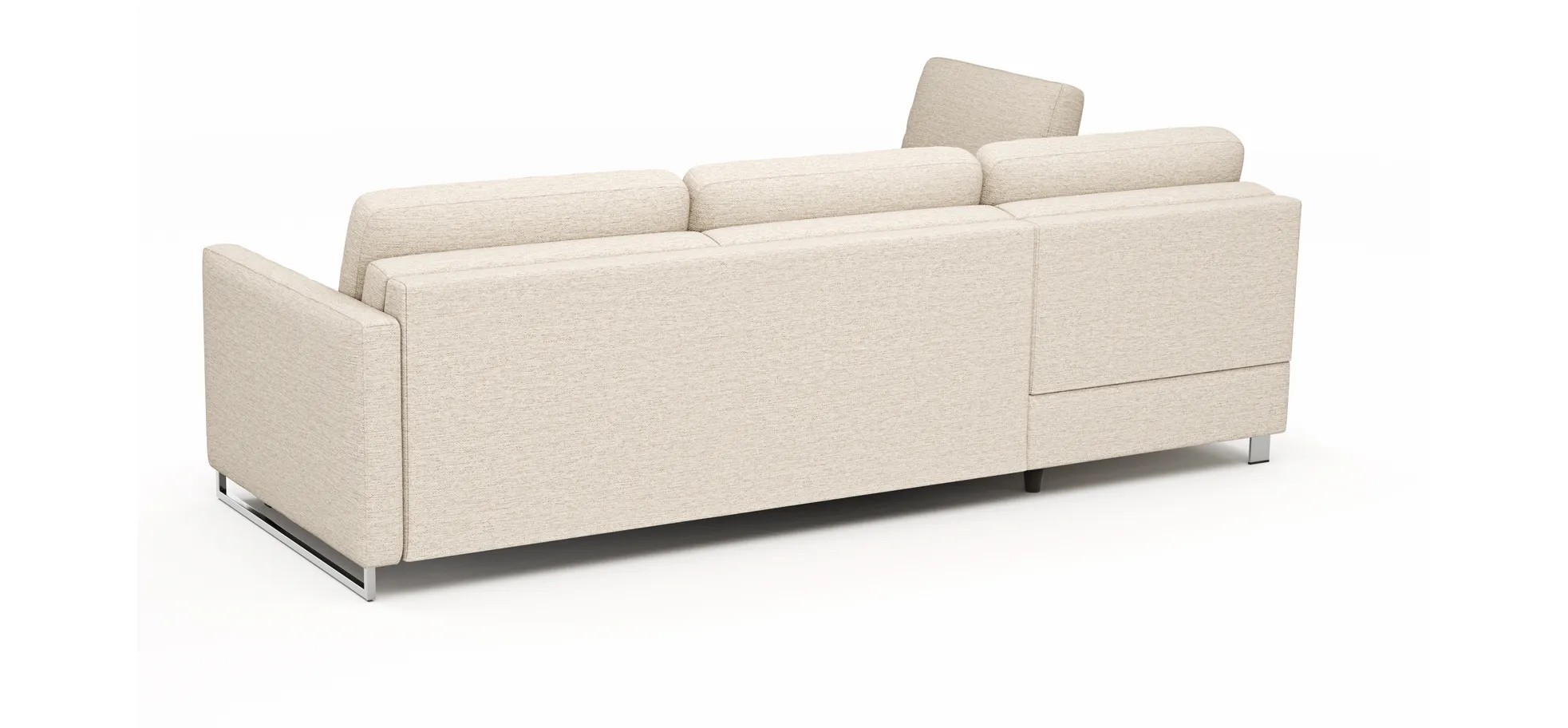 Ecksofa Nuoro - Longchair links mit 2-Sitzer inkl. Schlaffunktion und Bettkasten, Stoff, Beige