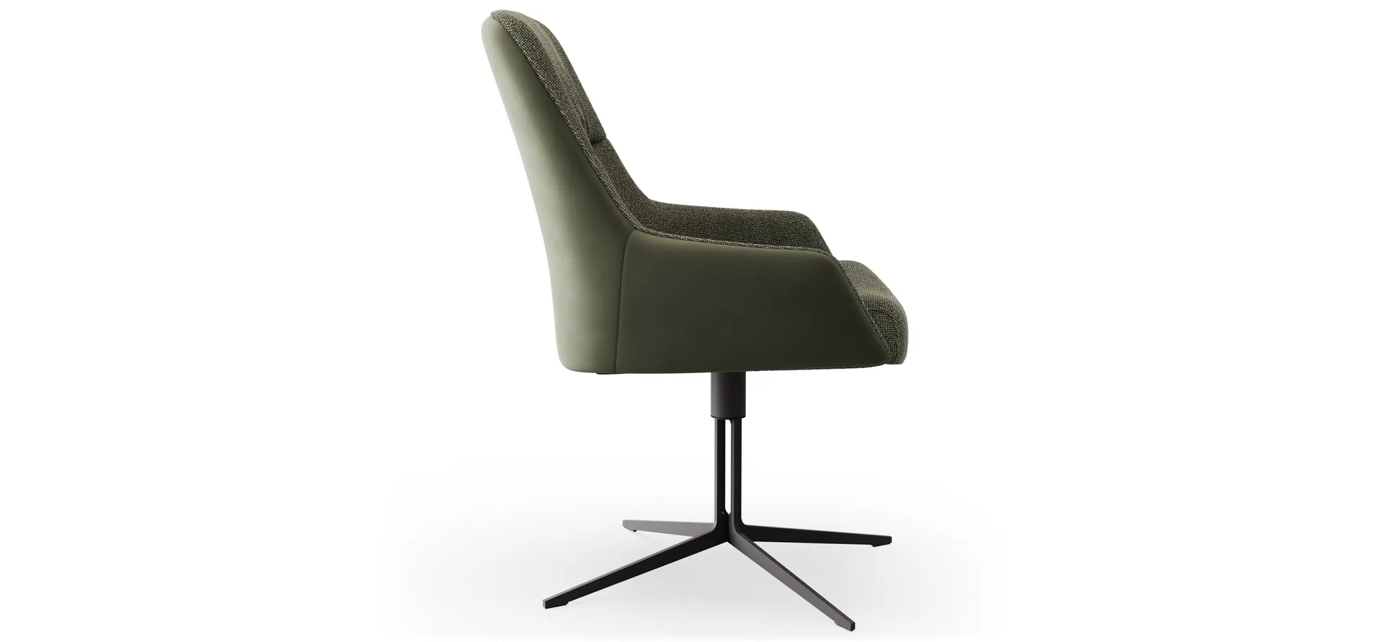 Armlehnstuhl Sagres - drehbar, Leder & Stoff, Olive