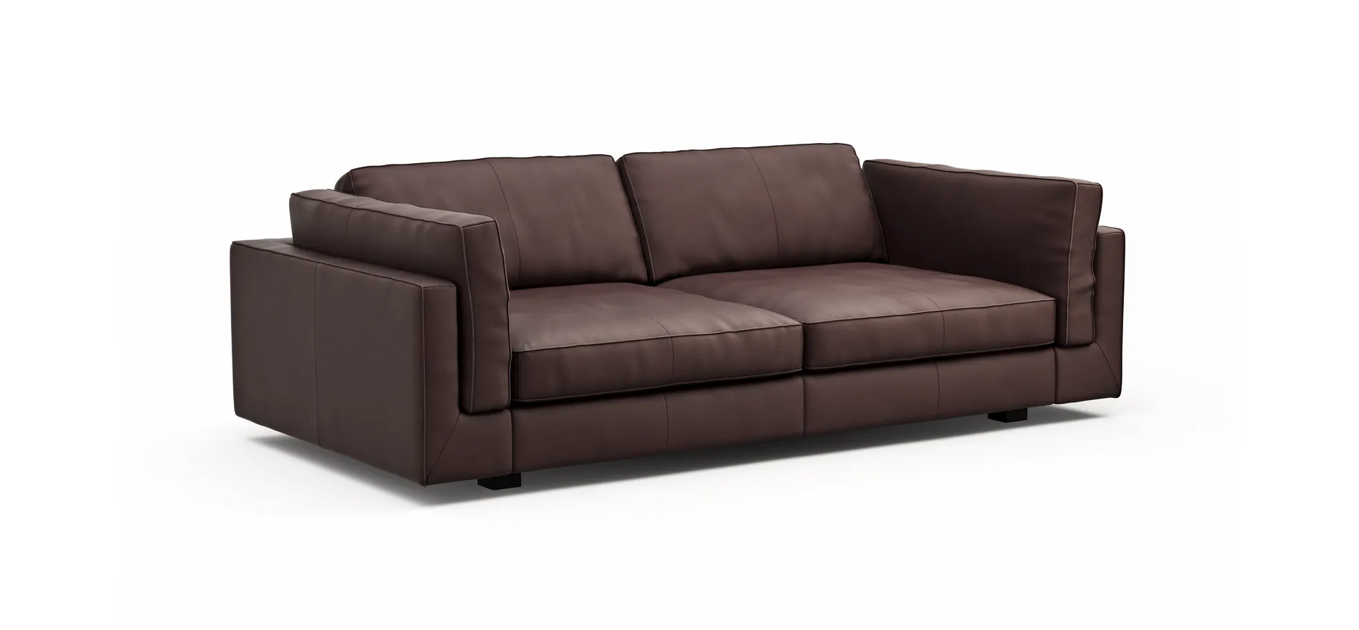 Sofa Aprino 3 - 3,5-Sitzer XL, Dickleder, Dunkelbraun, Armlehne Kissen