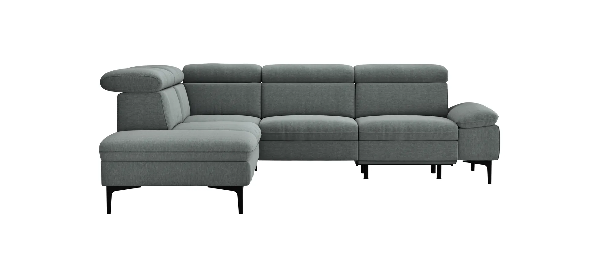 Ecksofa Felipa - Ecke links mit 2,5-Sitzer inkl. Armlehne verstellbar und Rückenlehne/Sitztiefe verstellbar (motorisch), Stoff, Grau 105092