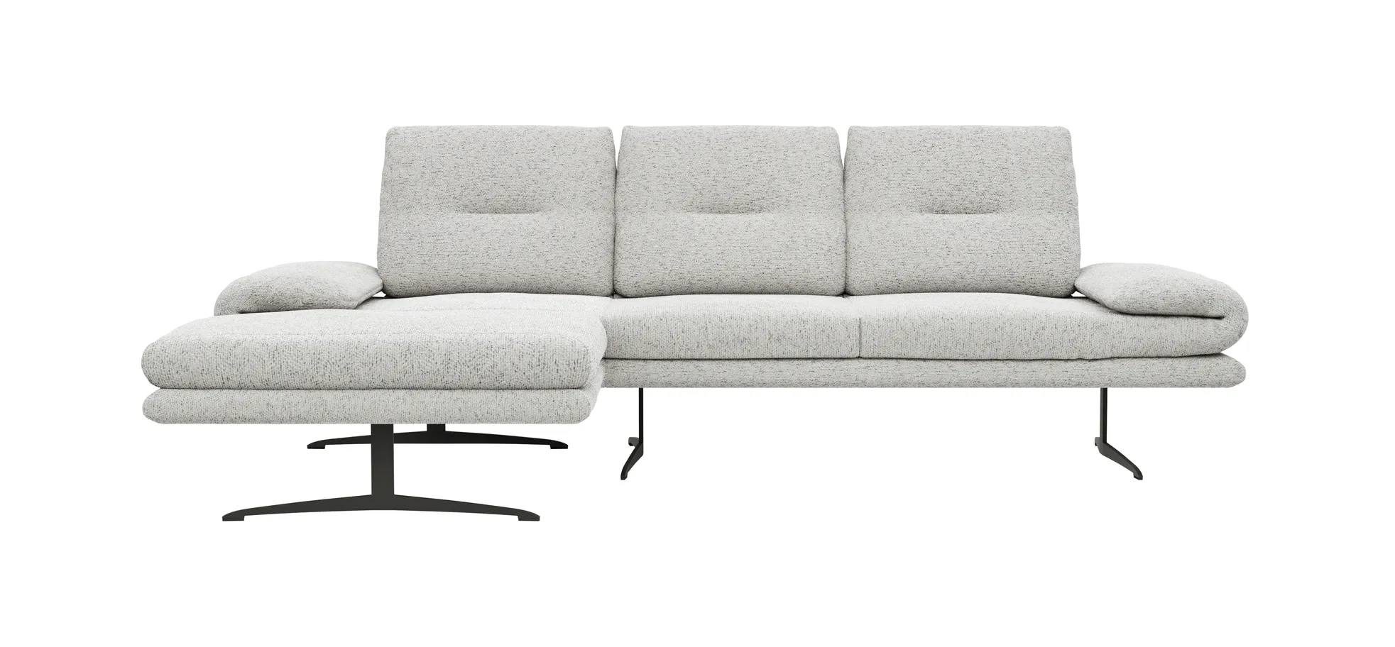 Ecksofa Lucero 2.0 - Longchair mit 2-Sitzer rechts inkl. Rückenlehne verstellbar, Stoff, Offwhite 1291429855