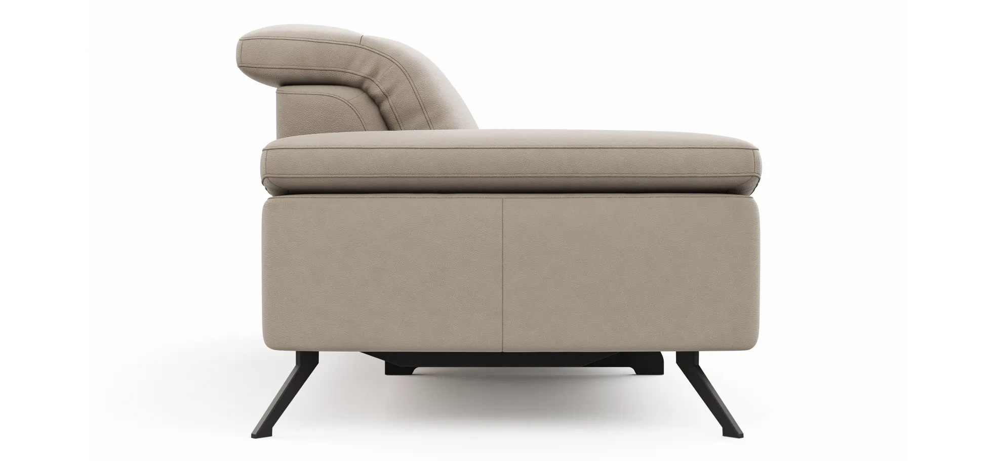 Sofa Rafaela 2.0 - 2,5-Sitzer inkl. 1x Relaxfunktion und Kopfteile verstellbar, Leder, Champagner