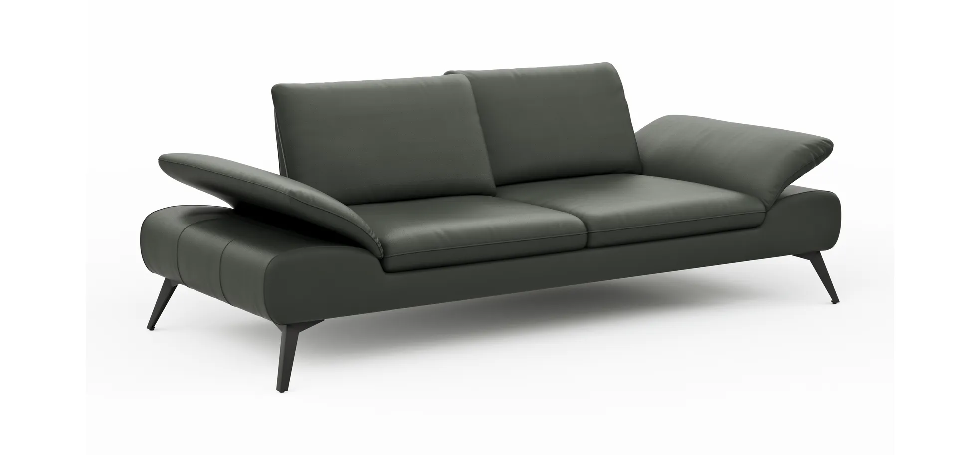 Sofa Collina - 3-Sitzer, Leder, Schlammgrün