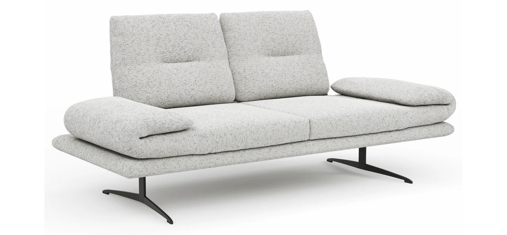 Sofa Lucero 2.0 - 2-Sitzer inkl. Drehsitz, Rollout-Armlehne und Sitztiefe verstellbar, Stoff, Offwhite