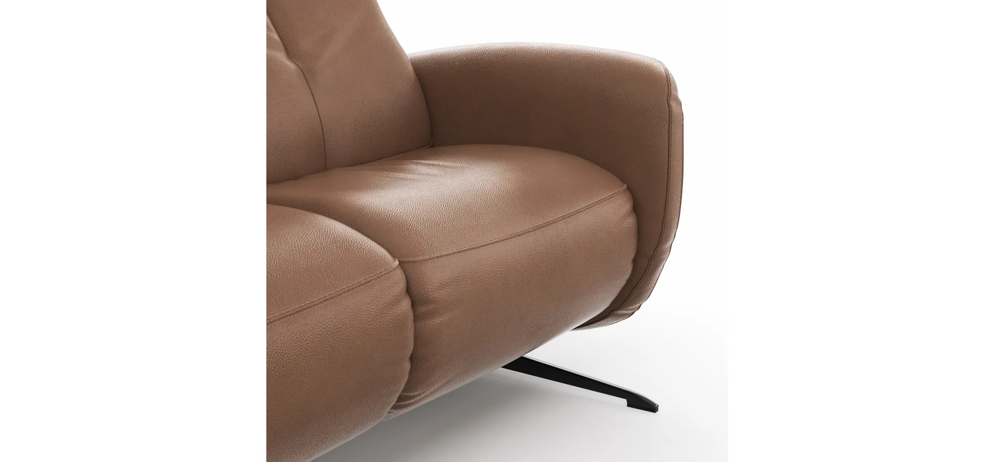 Sofa Sitz.Konzept Sofa - 2-Sitzer inkl. Relaxfunktion (motorisch) und Kopfteilverstellung, Leder, Cognac