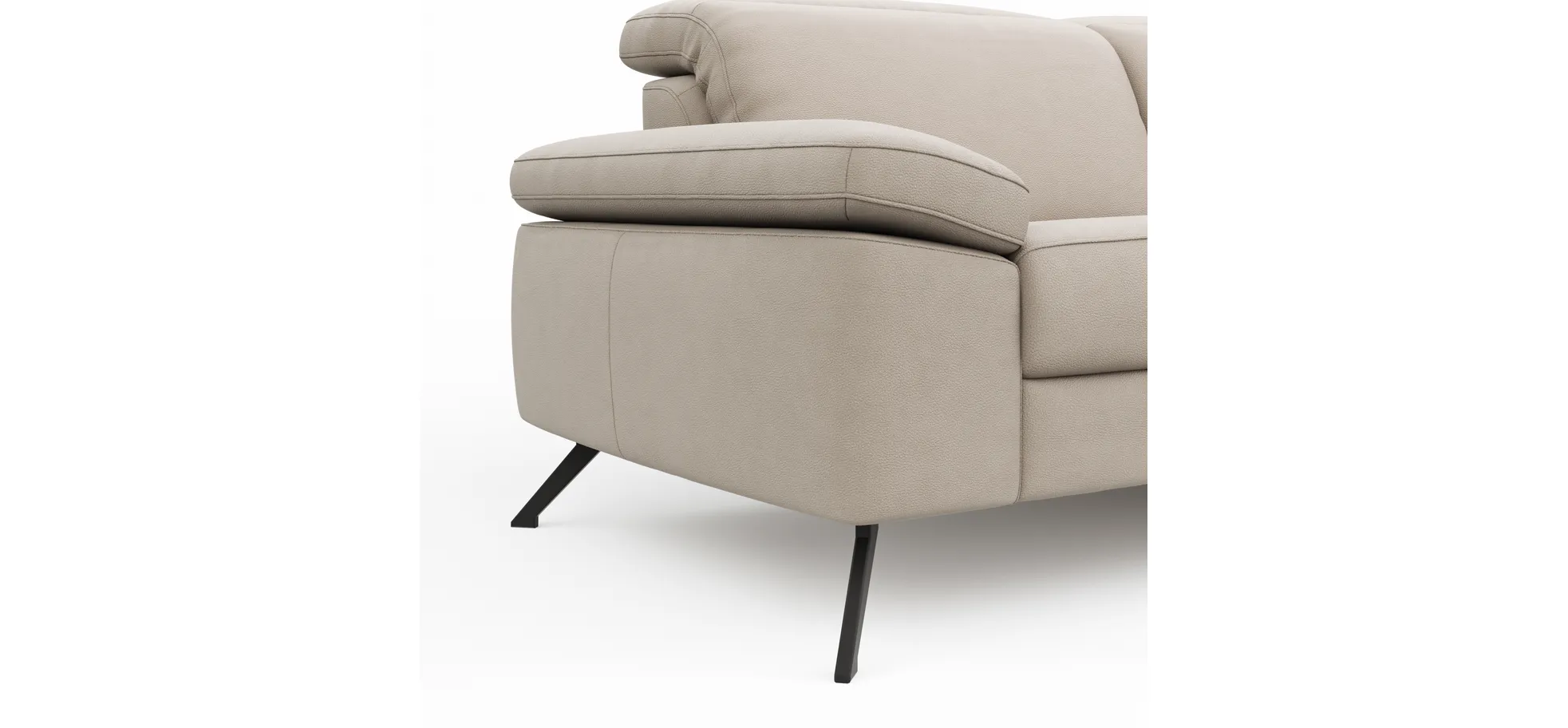 Sofa Rafaela 2.0 - 2,5-Sitzer inkl. Kopfteil verstellbar, Leder, Champagner