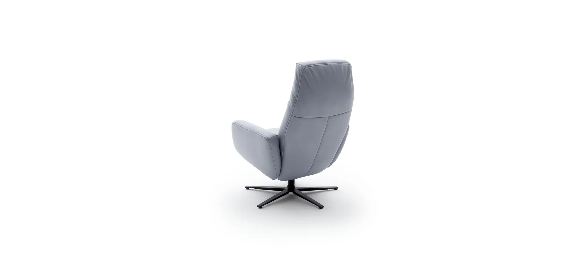Einzelsessel Terni - Relaxfunktion, Sternfuss, Leder, Hellblau