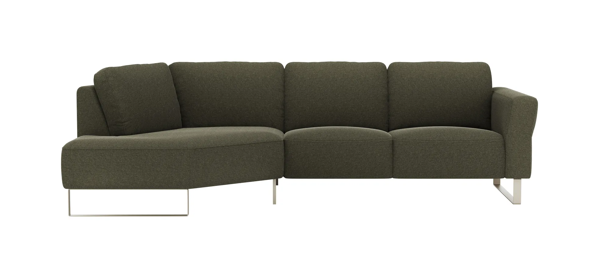 Ecksofa Leona - Ecke mit 2,5-Sitzer rechts, Stoff, Braungrün 1291427474
