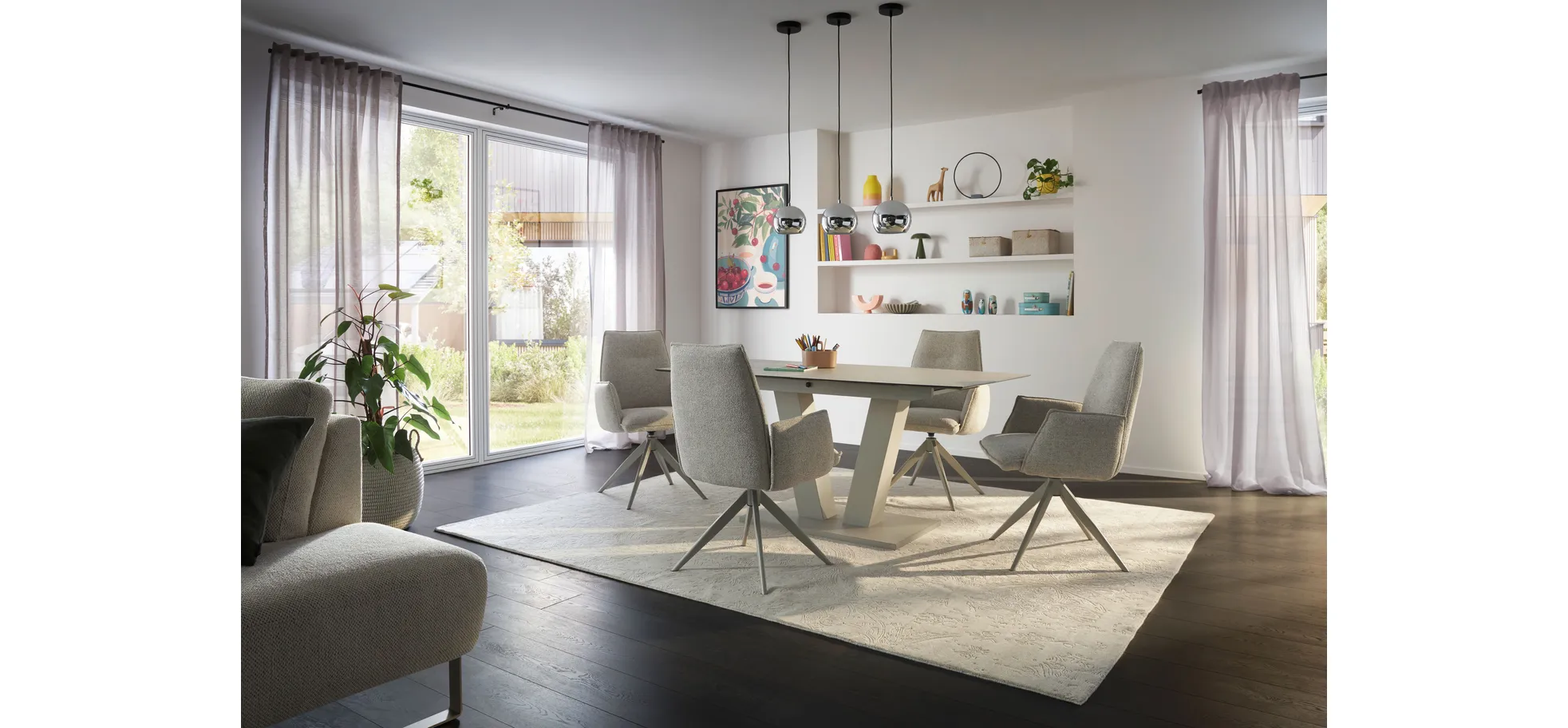 Esstisch Dinner - ausziehbar, LB ca. 160x 90 cm, HPL, Sand