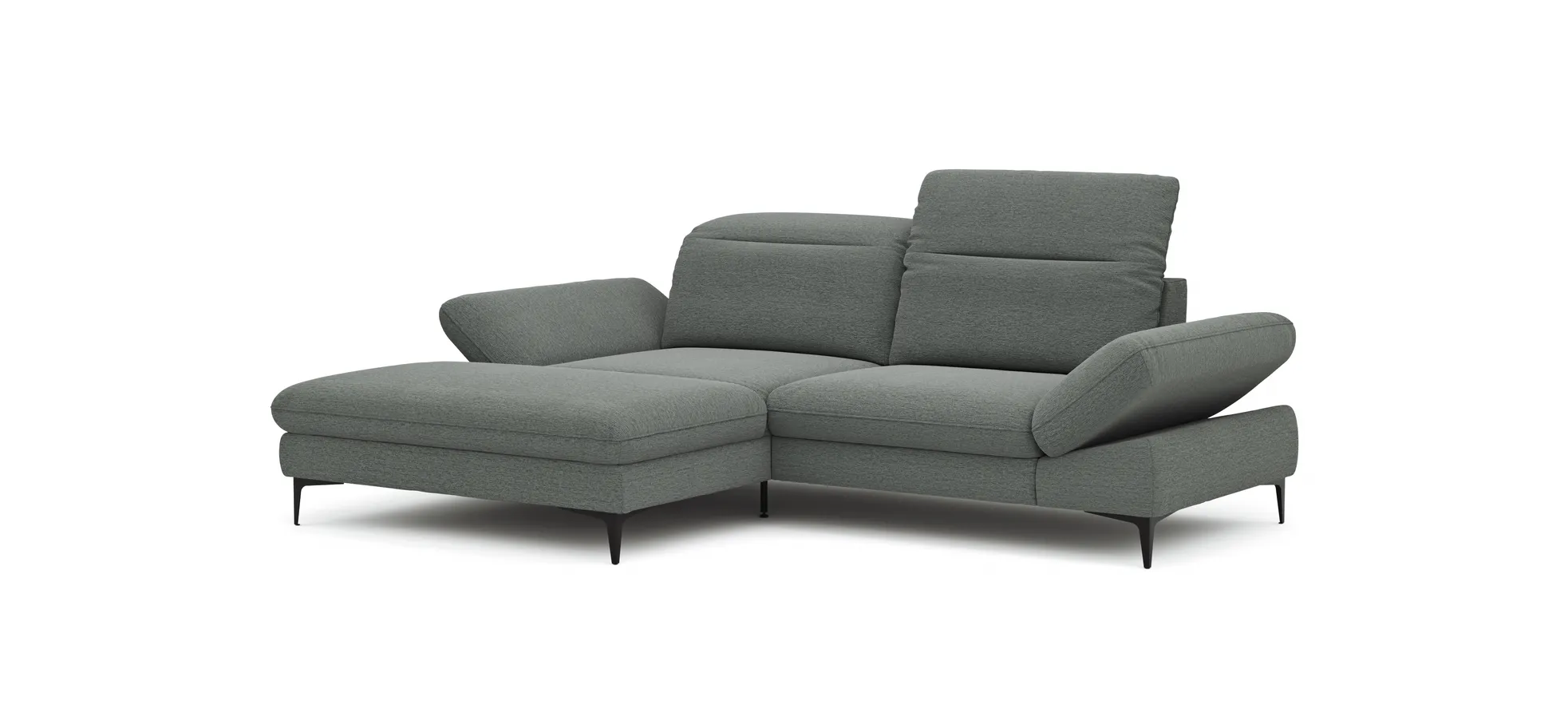 Ecksofa Alegria - Longchair links mit 1,5-Sitzer inkl. Kopfteil/ Armlehne/ Sitztiefe verstellbar, Stoff, Eisblau