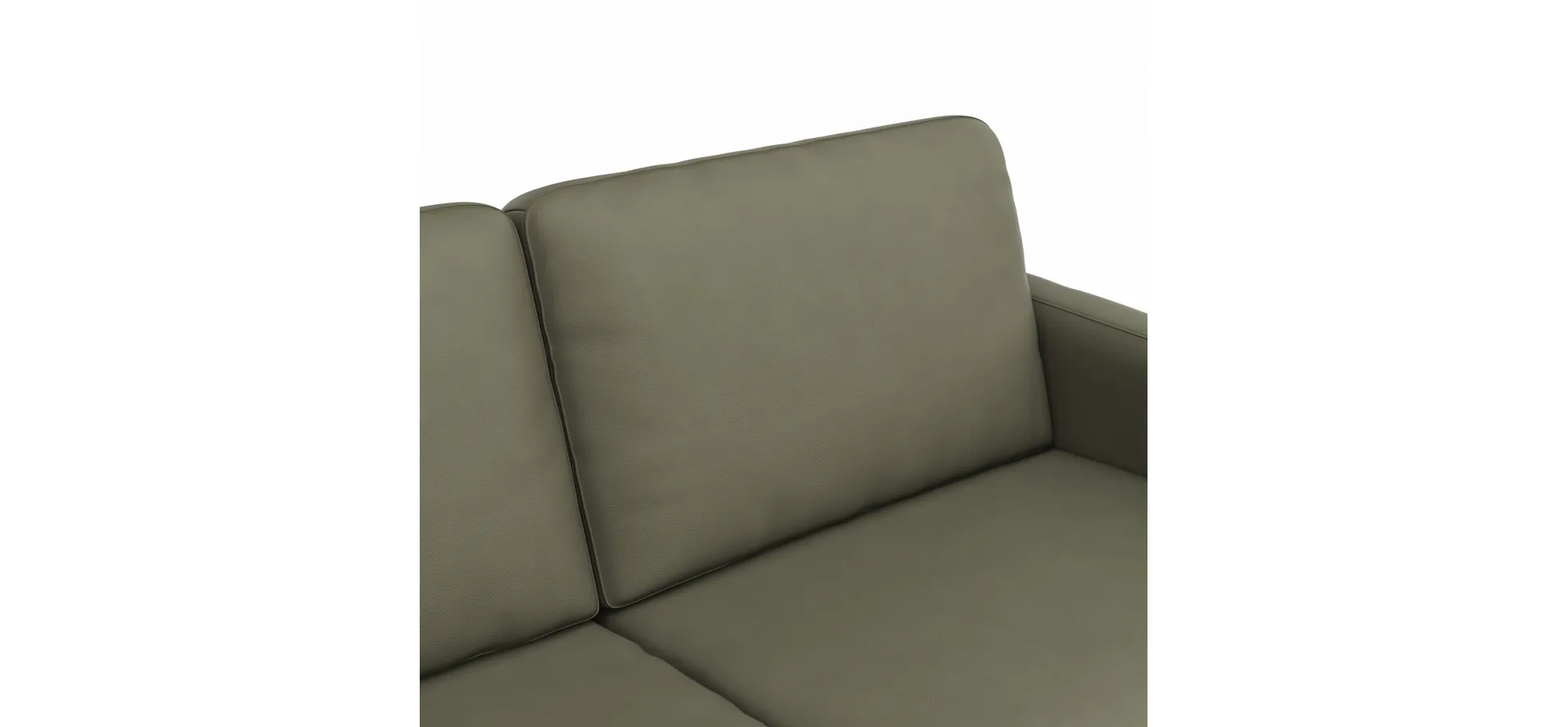 Ecksofa Enna - Longchair Links mit 3-Sitzer, Armlehne A, Leder, Olive
