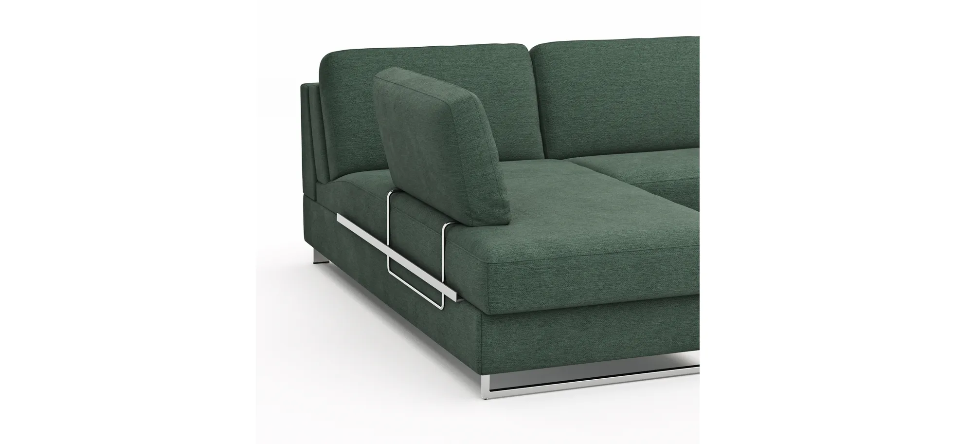 Ecksofa Nuoro - Longchair links mit 2-Sitzer inkl. Schlaffunktion und Bettkasten, Stoff, Dunkelgrün