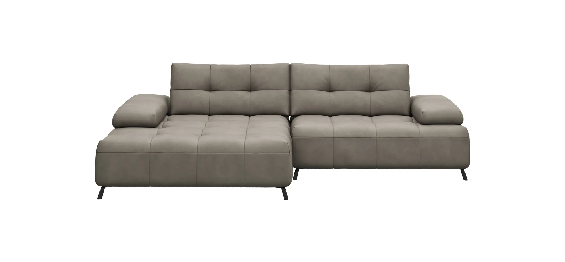 Ecksofa Comodo -Longchair links, 1,5-Sitzer, Leder, Taupe 131904