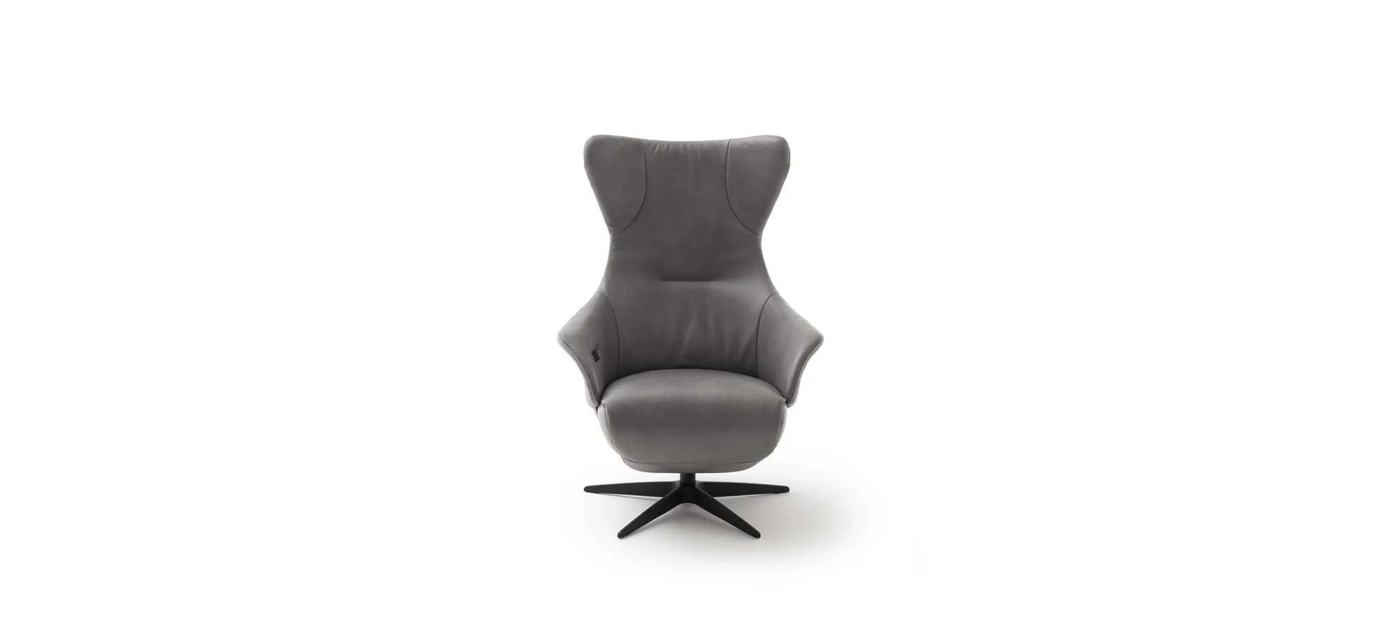 Relaxsessel Follina - Relaxfunktion (motorisch), Leder, Stoff, Grau
