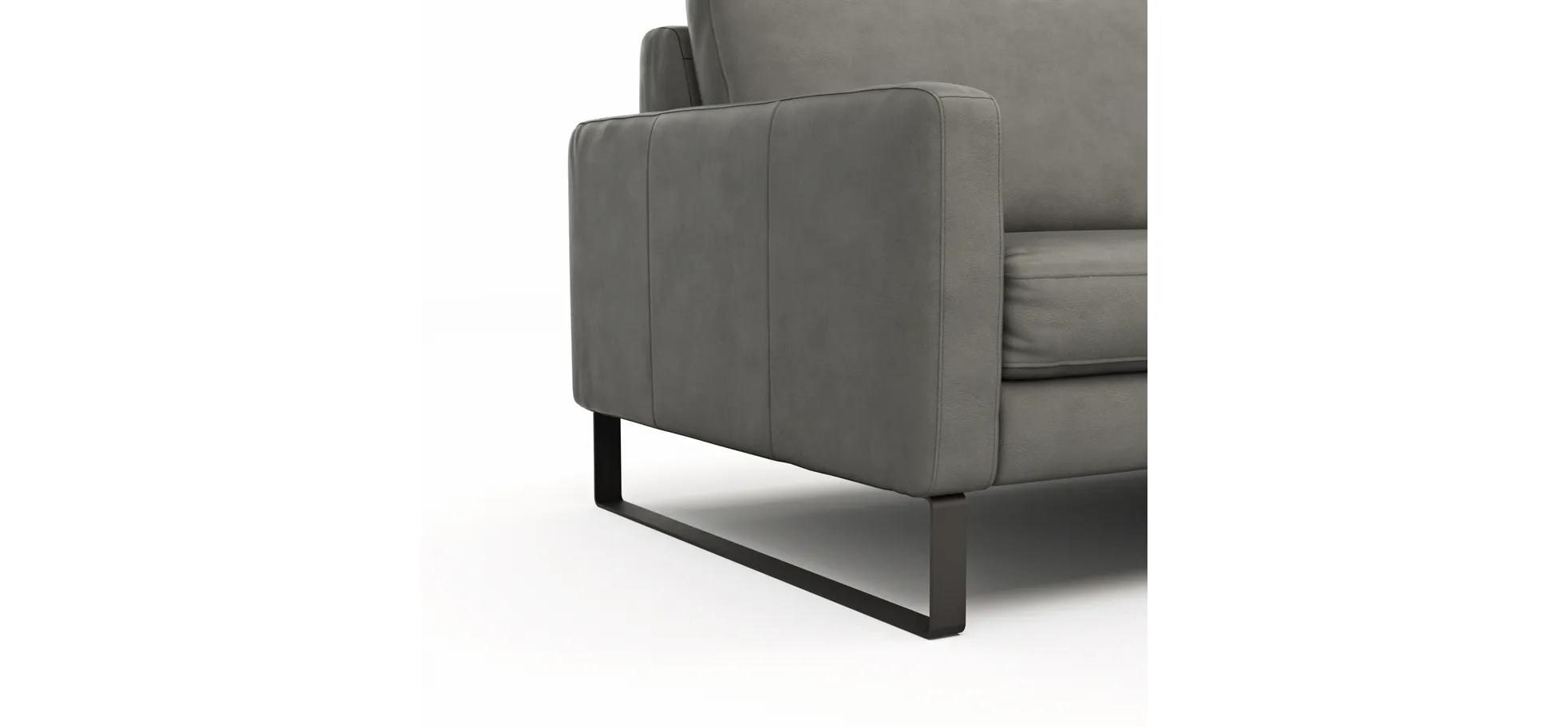 Sofa Enna - 3,5-Sitzer, Leder, Grau