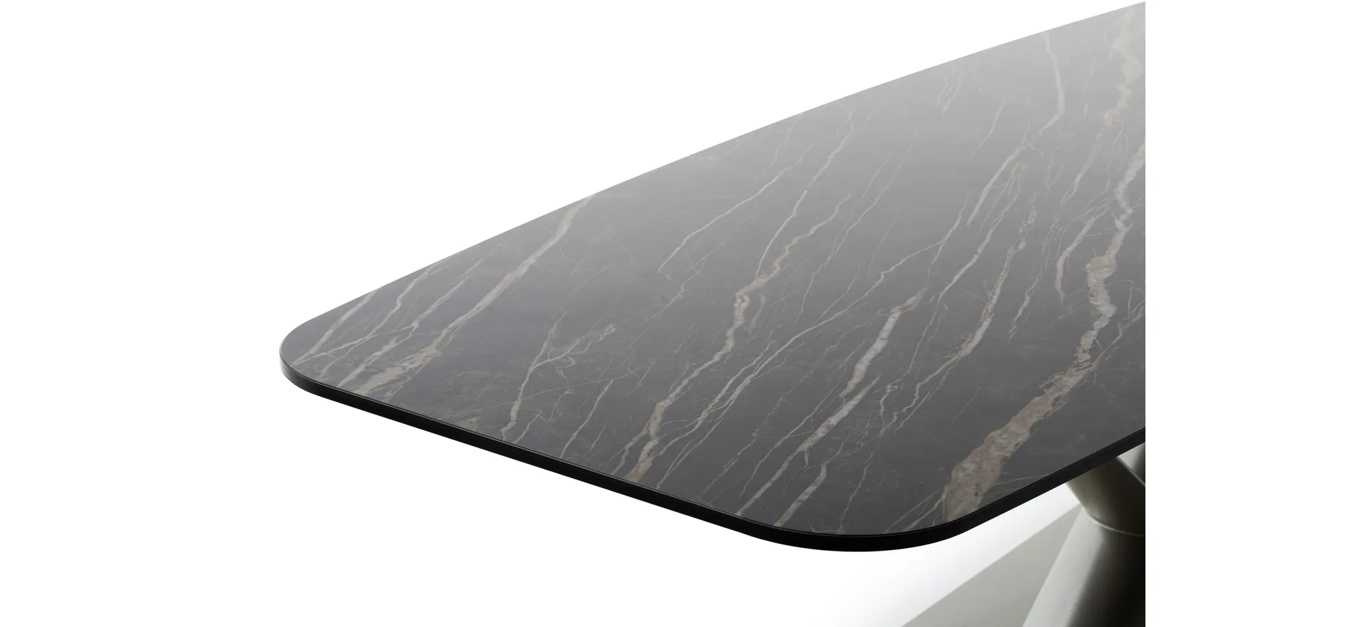 Esstisch Savona - LB ca. 280x100 cm, Fix, Keramik, Schwarz, Bootsform