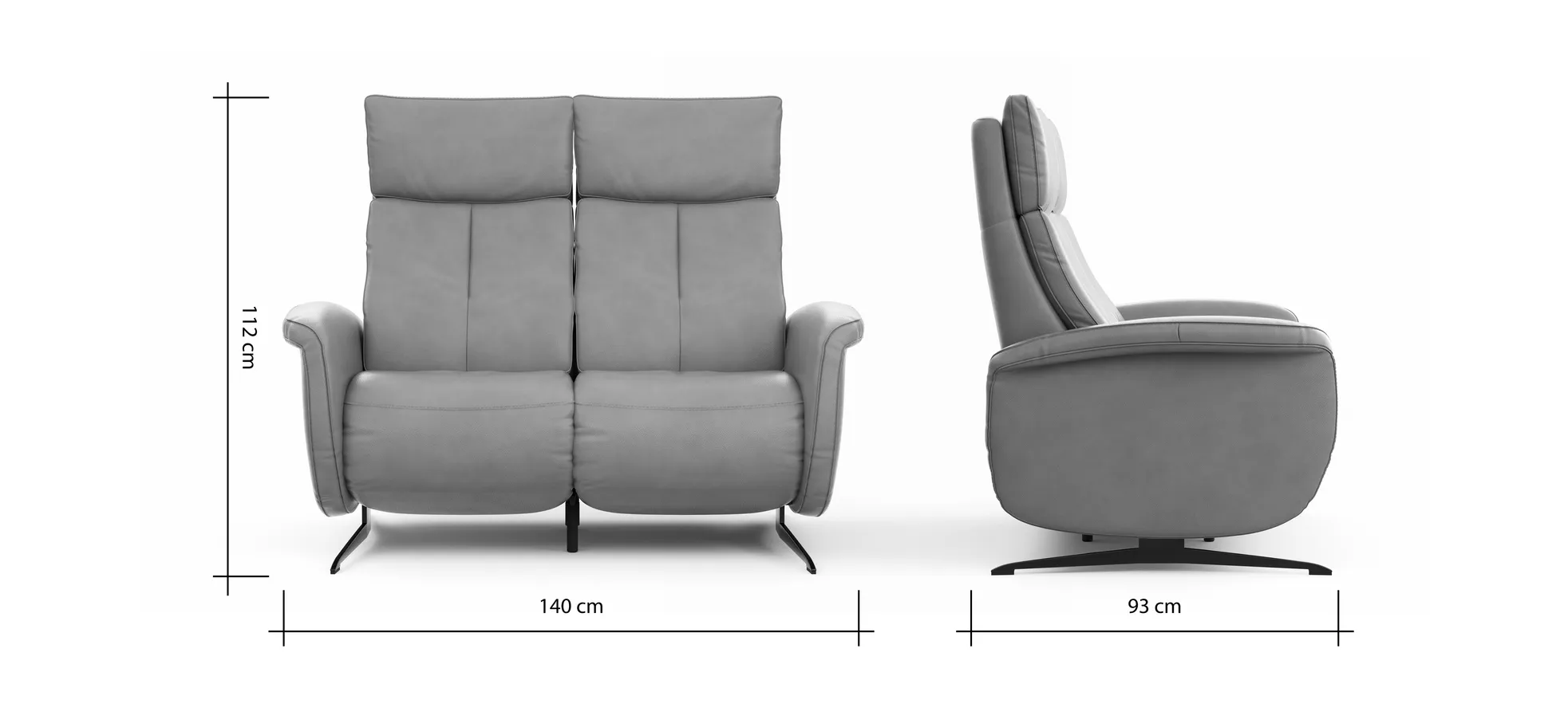 Sofa Sitz.Konzept Sofa - 2-Sitzer inkl. Relaxfunktion (motorisch) und Kopfteilverstellung, Leder, Cognac