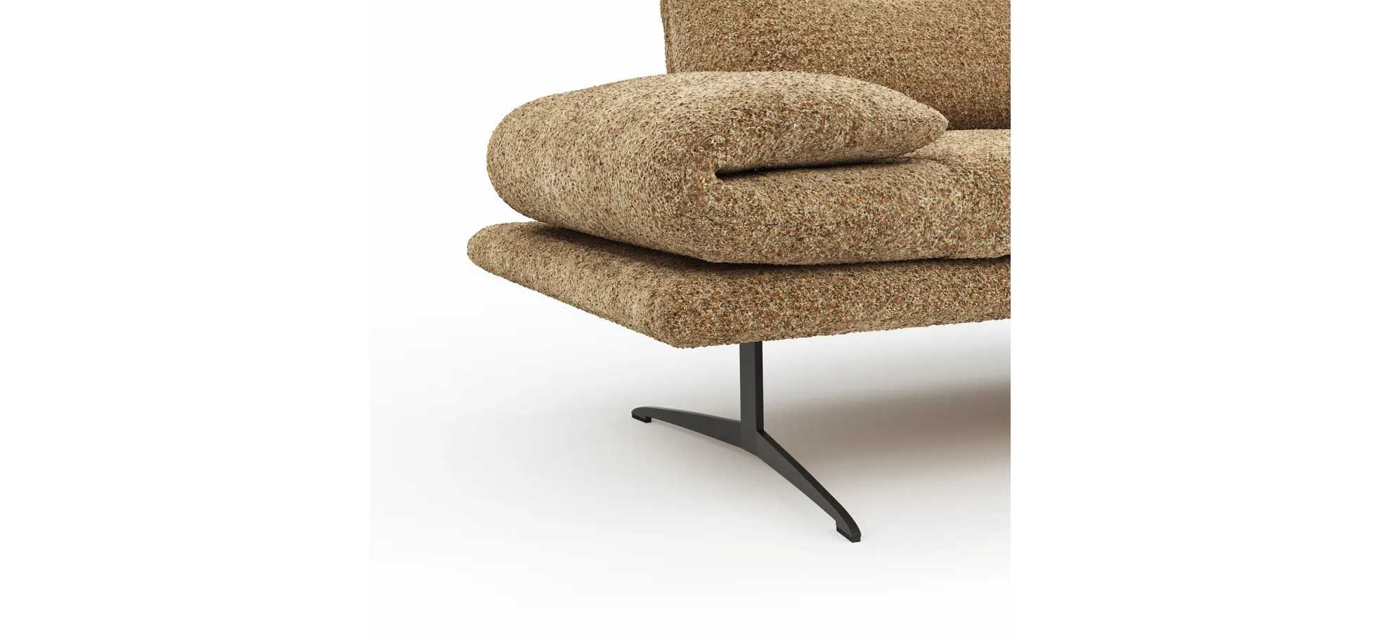 Sofa Lucero 2.0 - 2-Sitzer inkl. Drehsitz, Rollout-Armlehne und Sitztiefe verstellbar, Stoff, Cognac