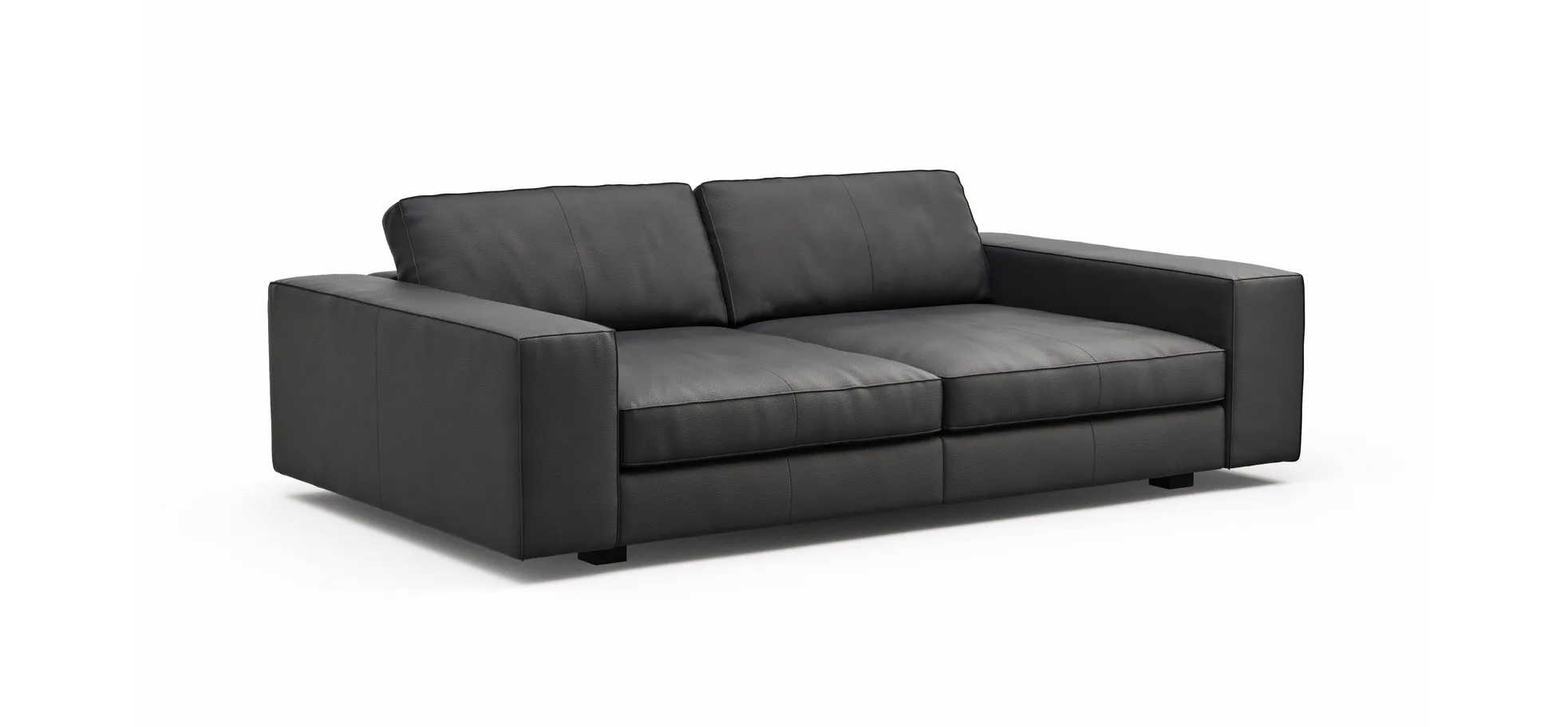 Sofa Aprino 1 - 3,5-Sitzer XXL, Dickleder, Schwarz, Armlehne Block breit