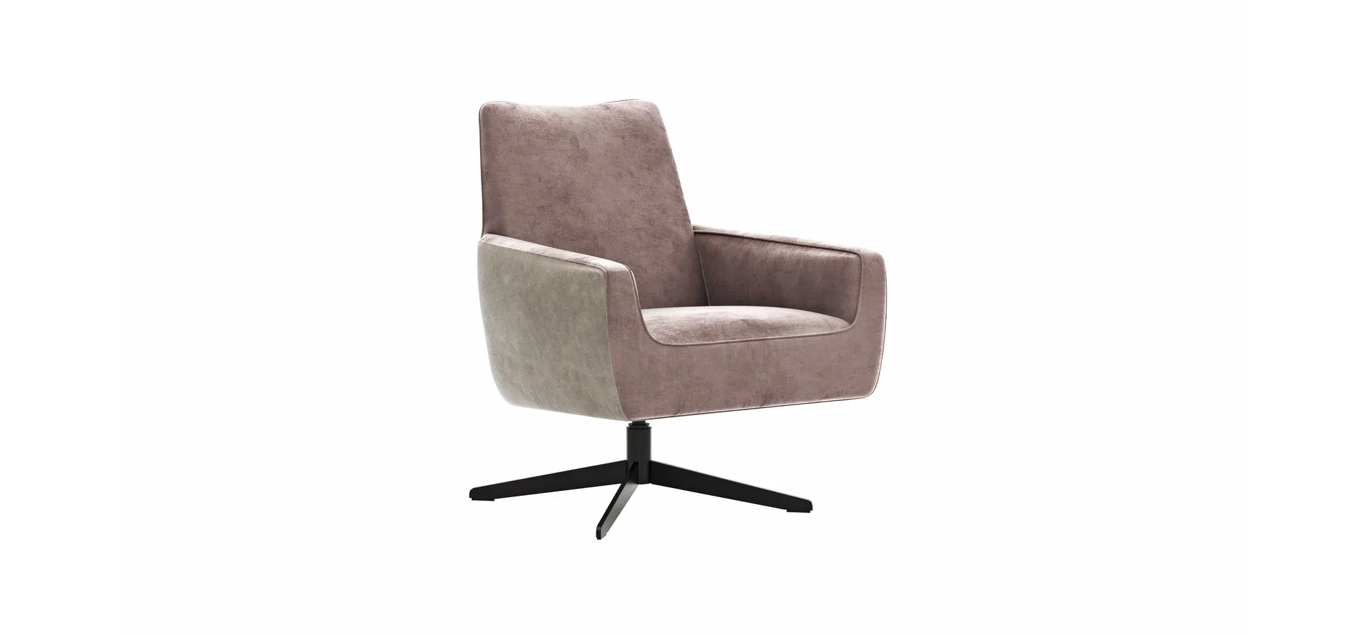 Drehsessel Matina - Größe M, Leder&Stoff, Dunkelbraun, Mauve 1189845