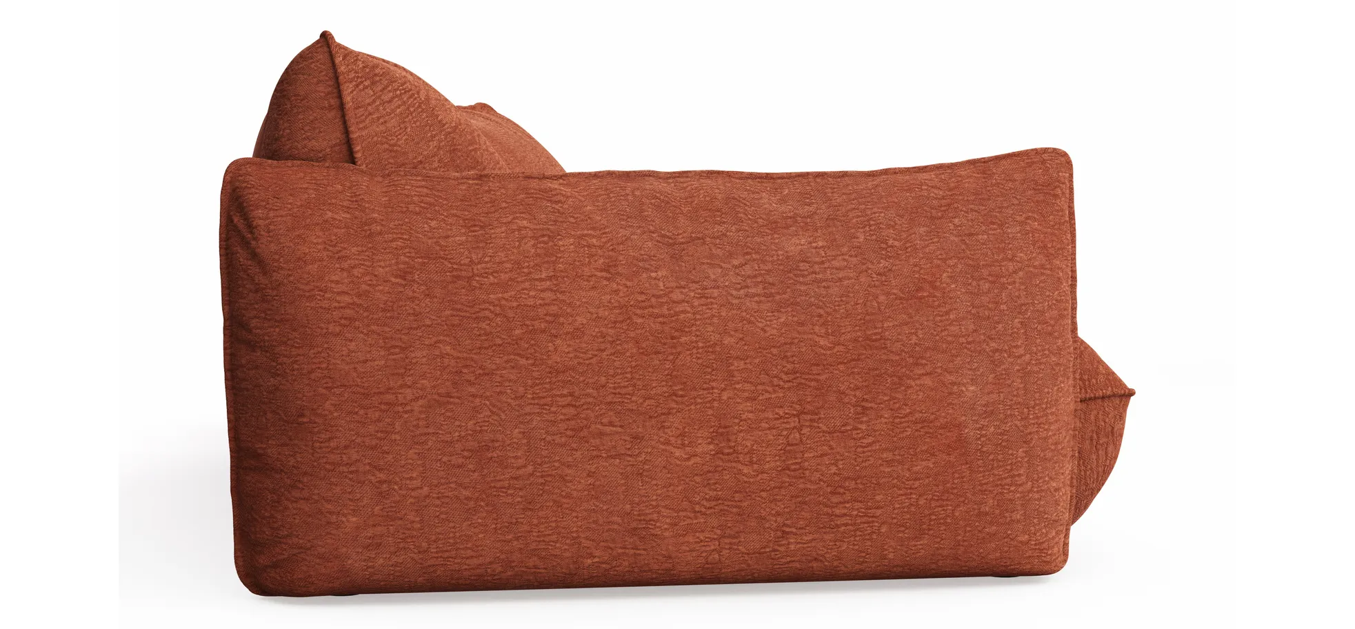 Trapezsofa Fluffy - 2-Sitzer mit Trapezelement und Abschlussteil inkl. Rückenlehne verstellbar, Stoff, Kupfer