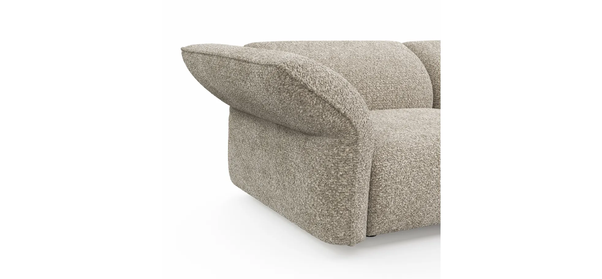 Trapezsofa Motone - 2-Sitzer mit Ecke rechts, Stoff, Beige
