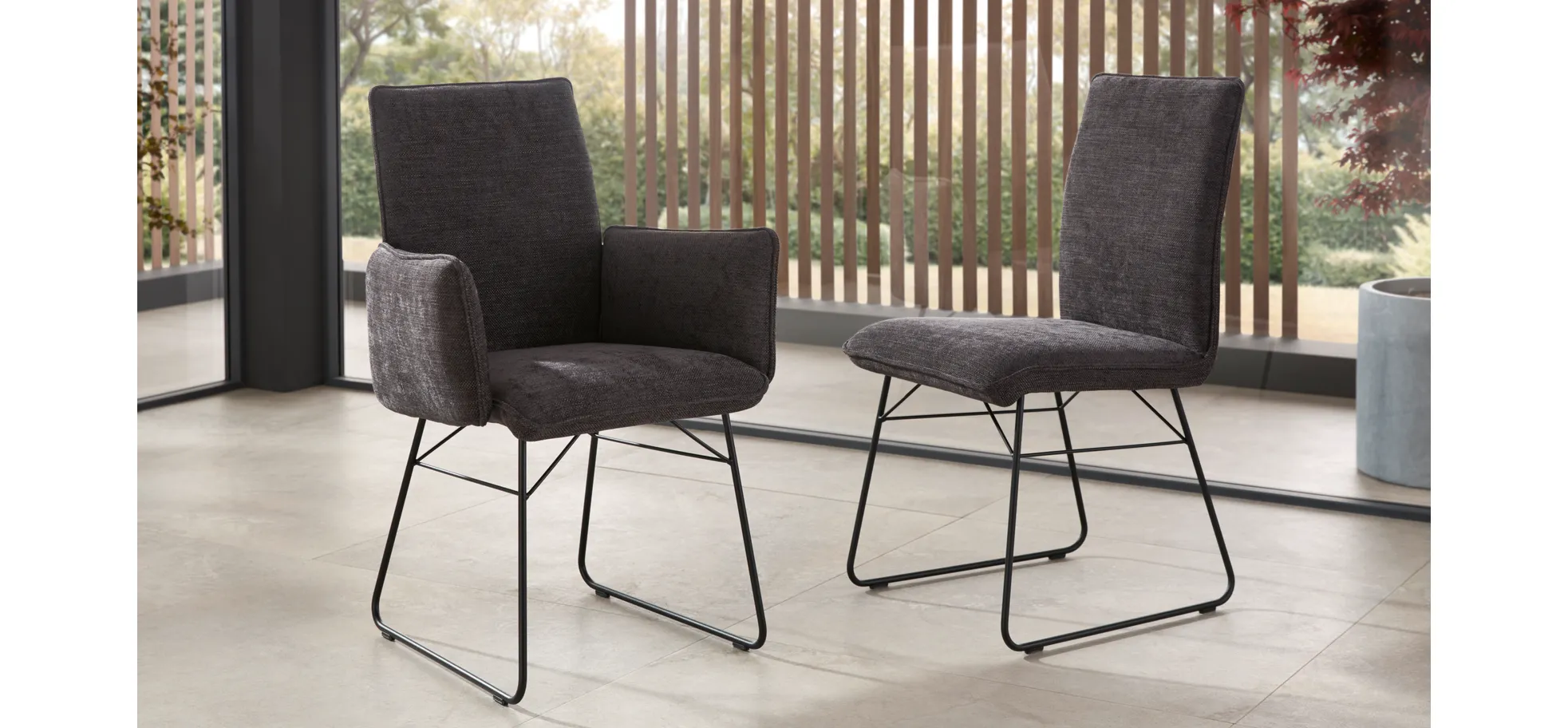 Stuhl Elda - Stoff, Anthrazit