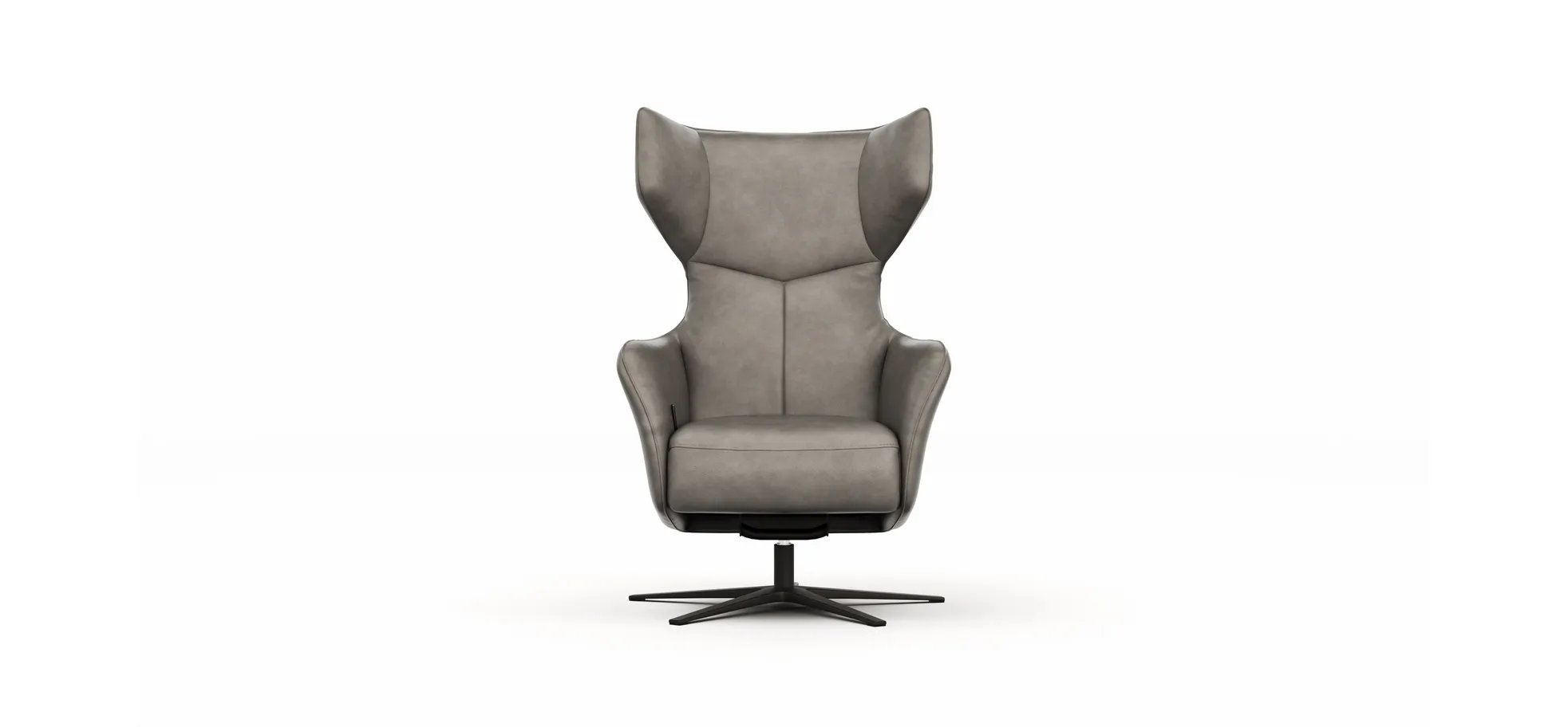 Sessel Noto Relax II - Rückenlehne verstellbar, Leder, Eisengrau