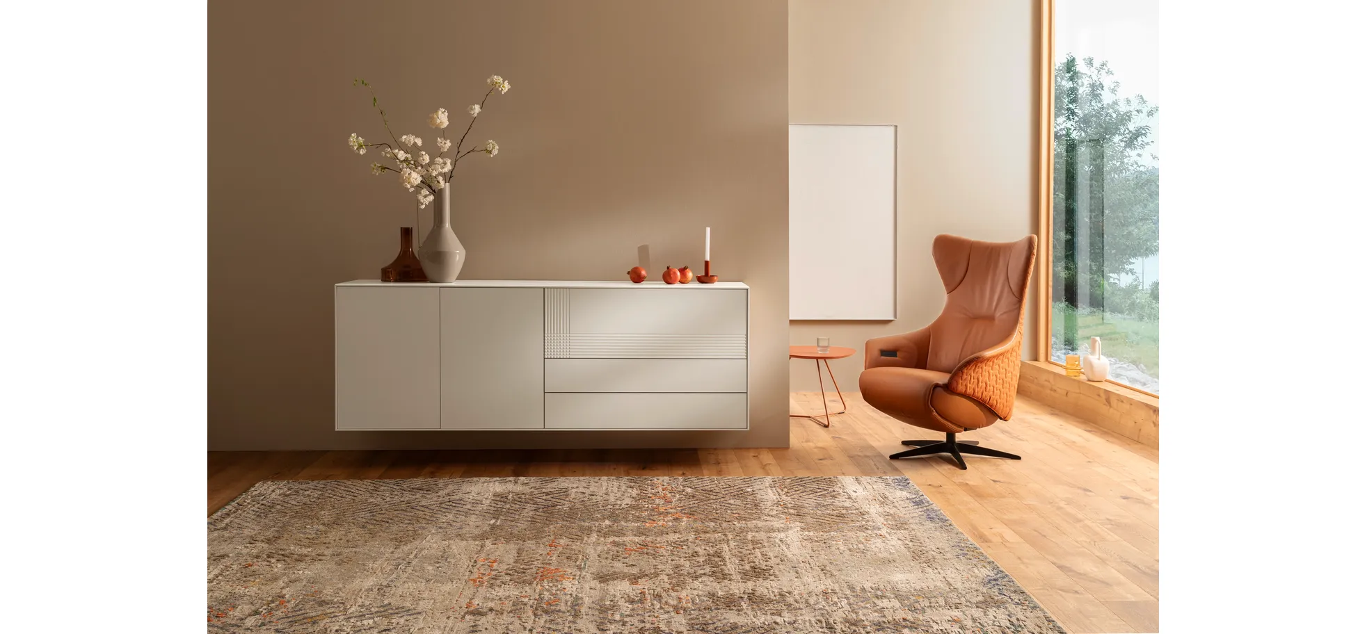 Sideboard Colore - B ca. 200 cm, Lack, Weiß