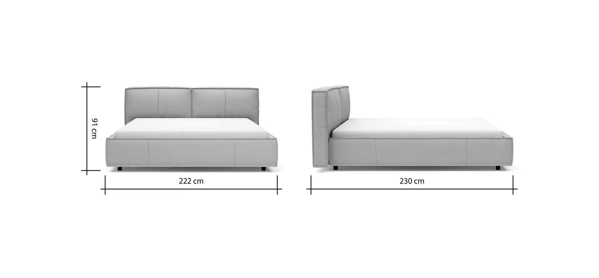 Bett Alvito - Liegefläche ca. 180x200 cm, Leder, Cappuccino