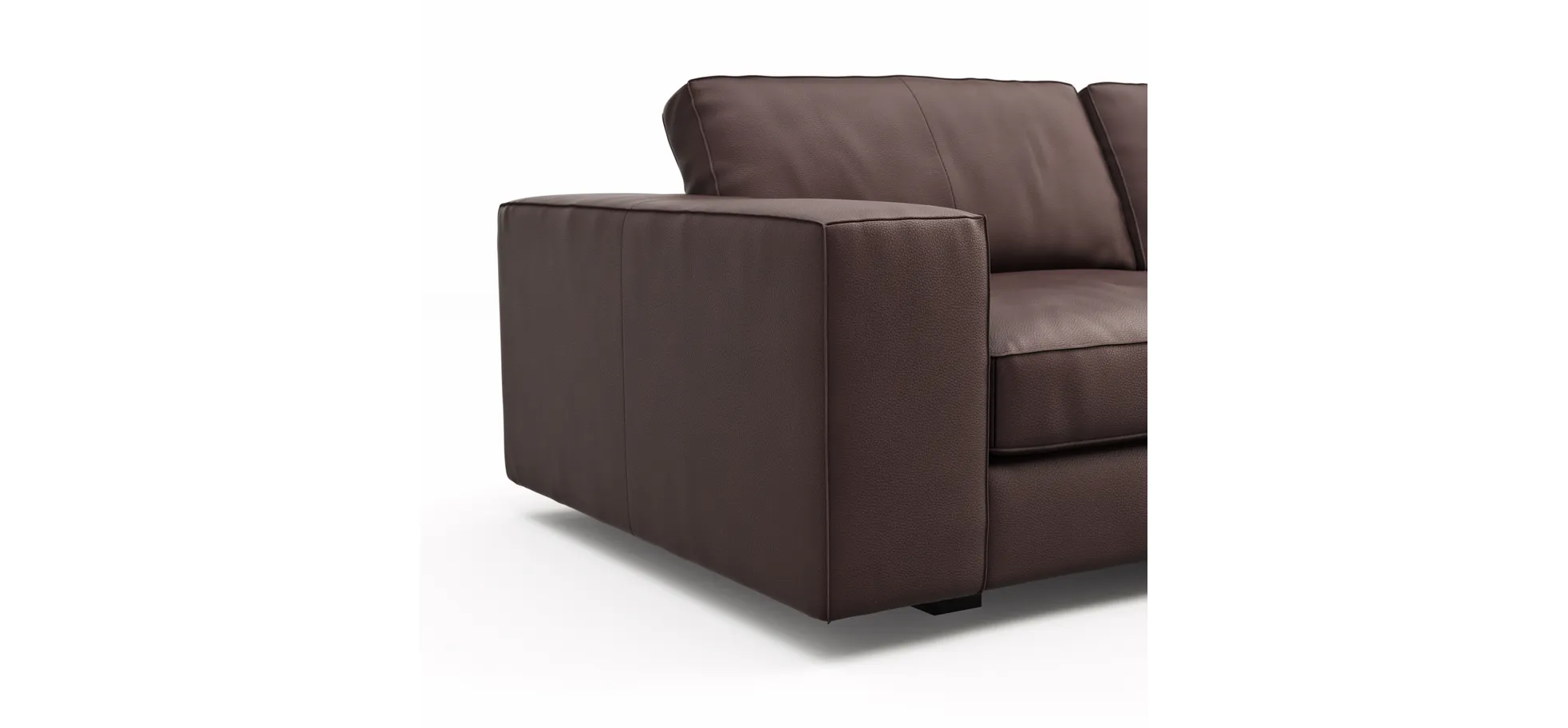 Sofa Aprino 1 - 3,5-Sitzer L, Dickleder, Dunkelbraun, Armlehne Block breit