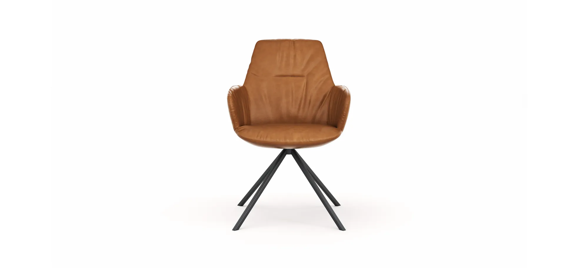 Armlehnstuhl Pegara - Leder, Cognac