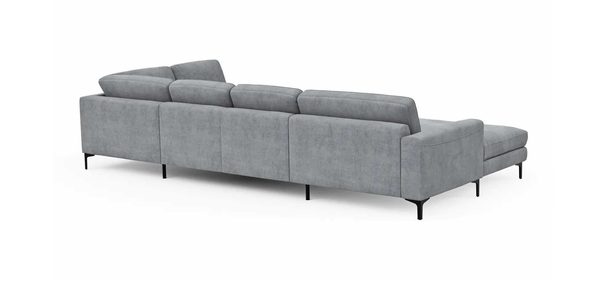 Wohnlandschaft Oviedo - Longchair links mit 2-Sitzer und Ecke rechts, Stoff, Grau