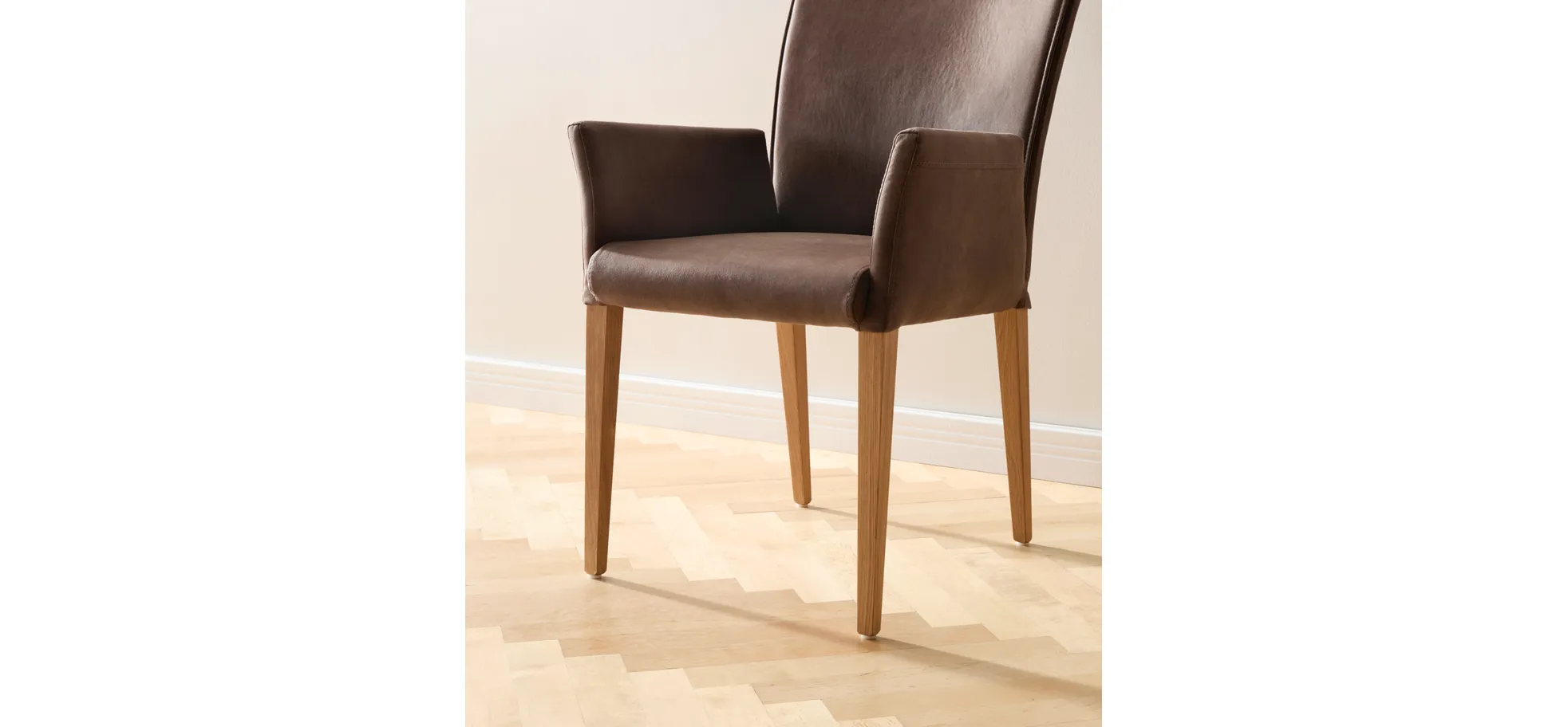 Armlehnstuhl Florea - Stoff, Dunkelbraun