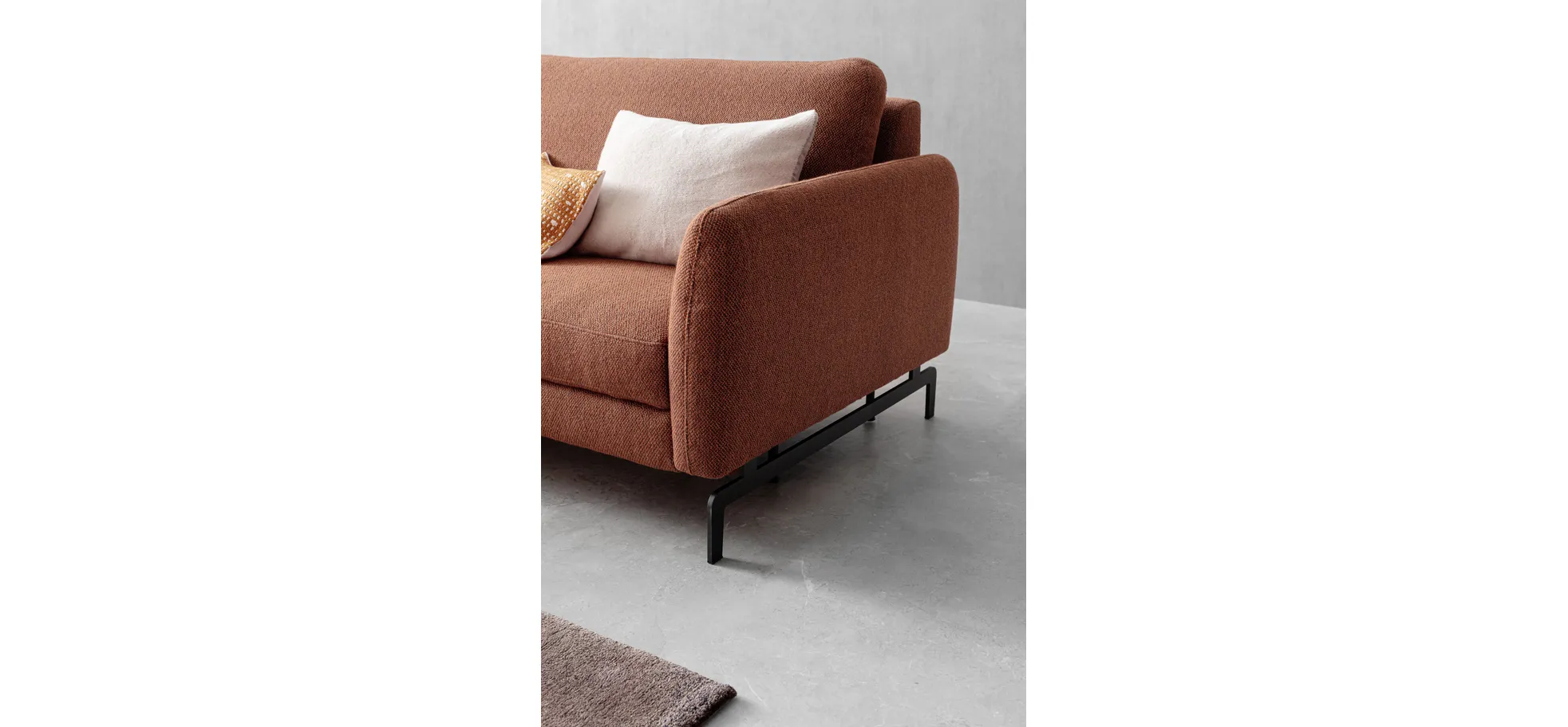Ecksofa Enna - Longchair links mit 1,75-Sitzer, Stoff, Terracotta