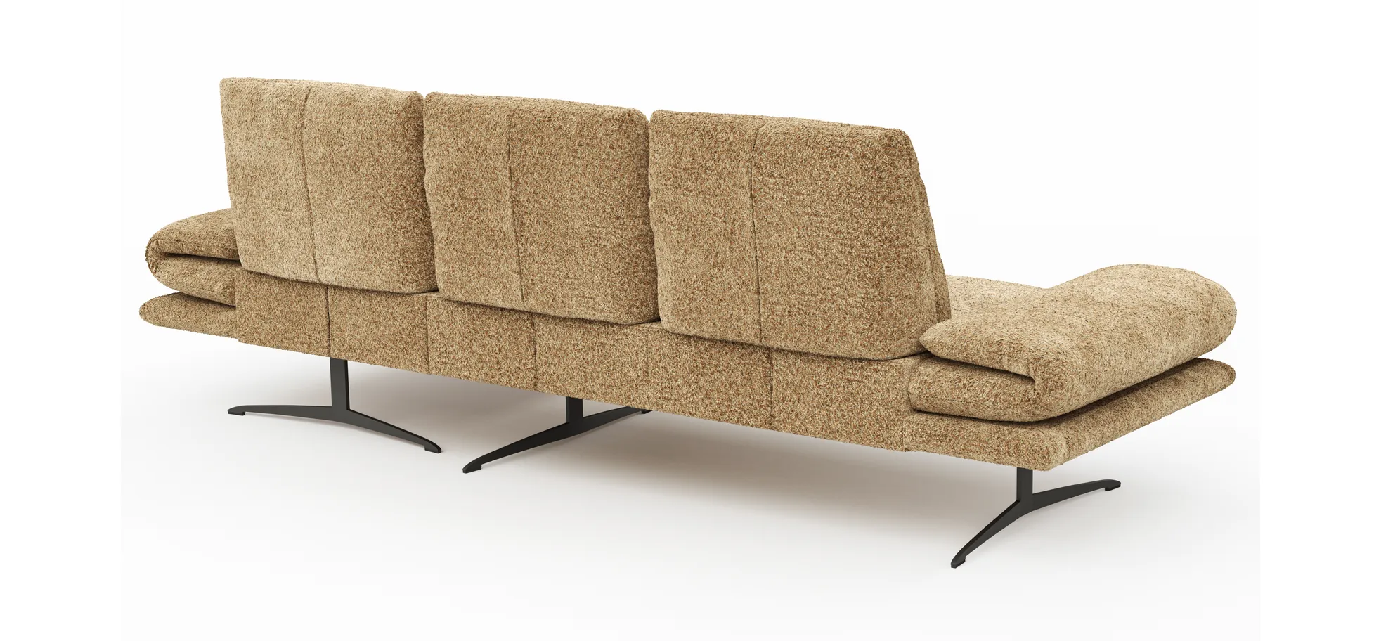 Ecksofa Lucero 2.0 - 2-Sitzer mit Longchair rechts inkl. Rückenlehne verstellbar, Stoff, Cognac